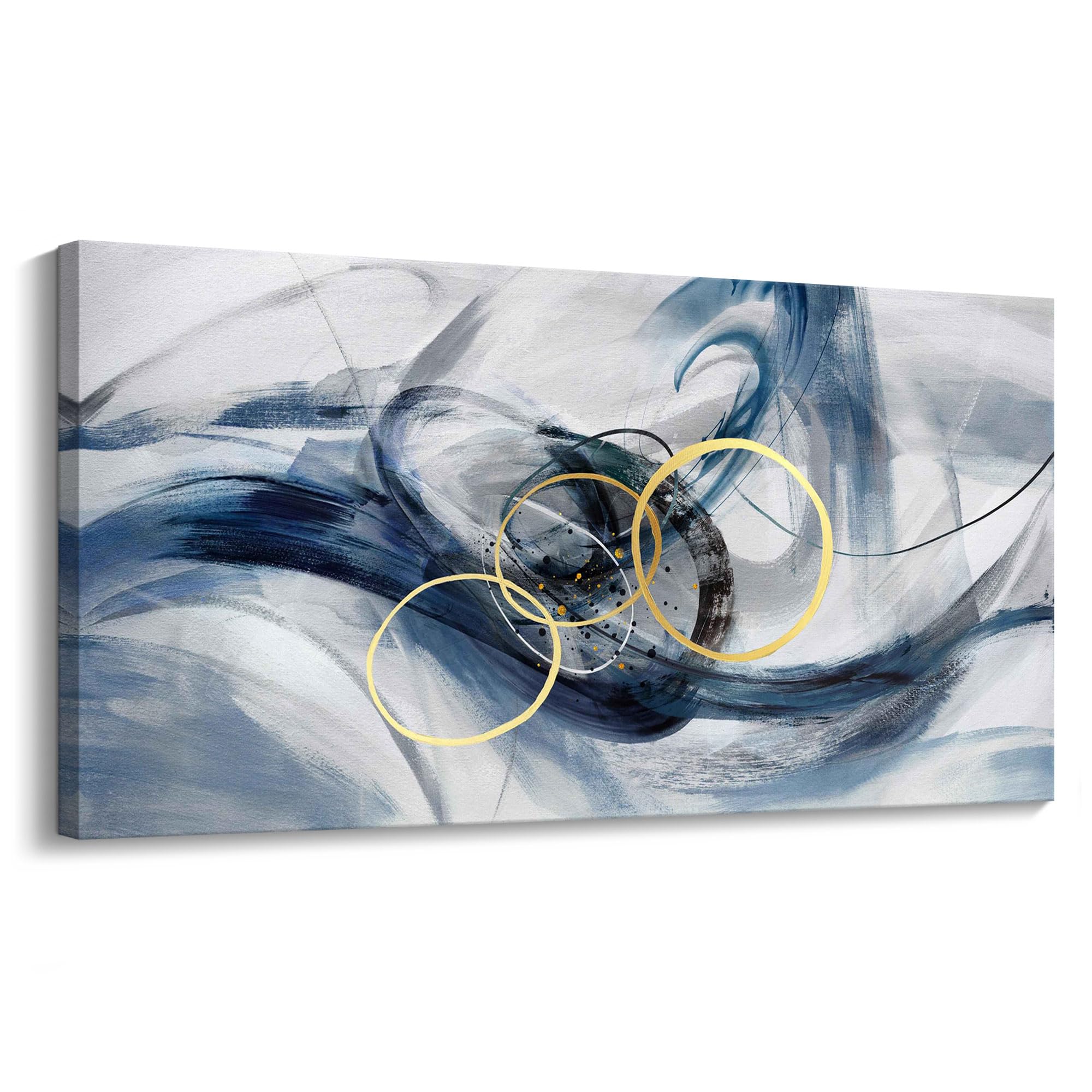 Hkdgoka Canvas Wall Art Bedroom - Large Abstract Paintings Pictures For Living Room Abstract Gray Blue Neutral Gradient Home Off
