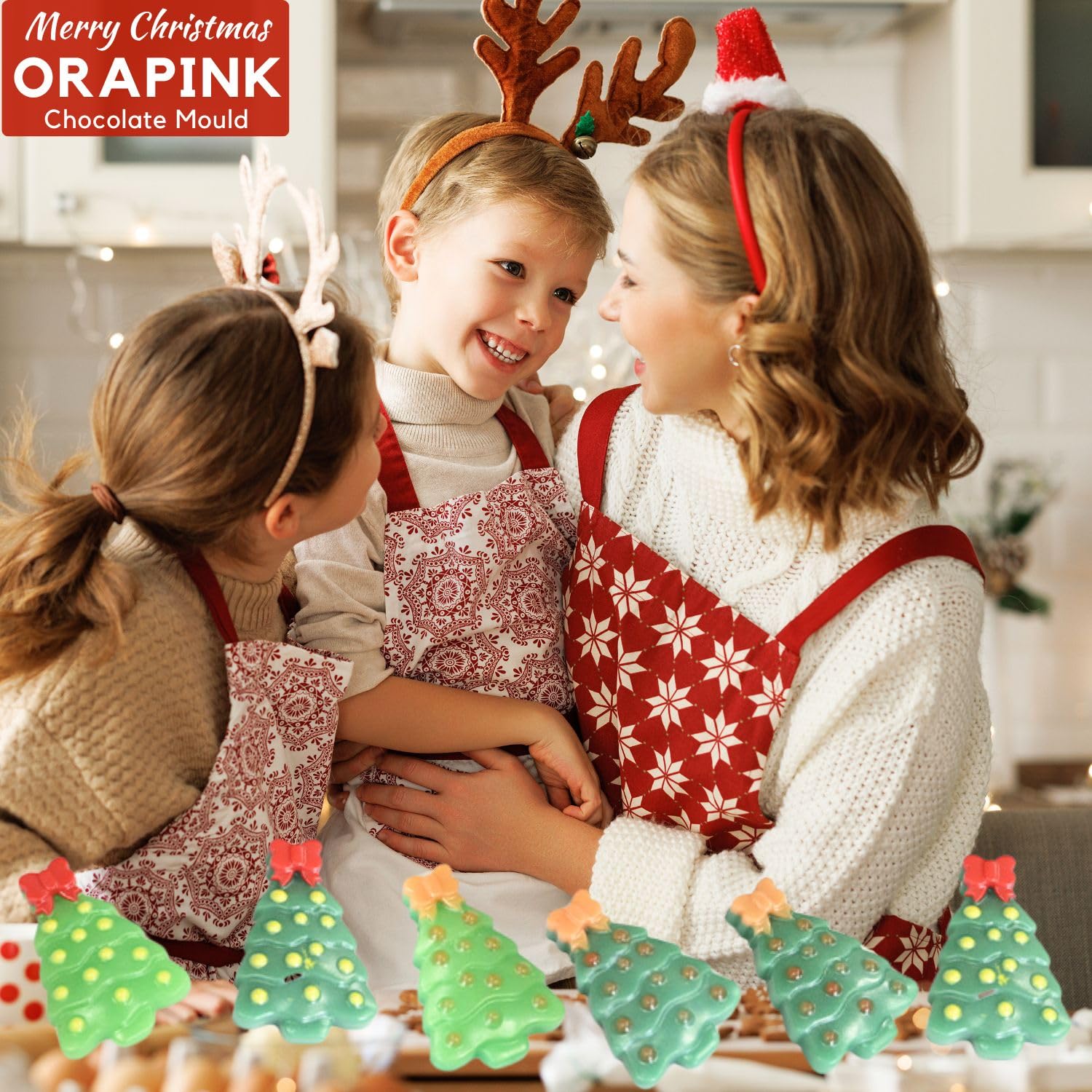 1 Piece Christmas Tree with Bow Silicone Chocolate Molds Xmas 3D Chocolate Candy Moulds
