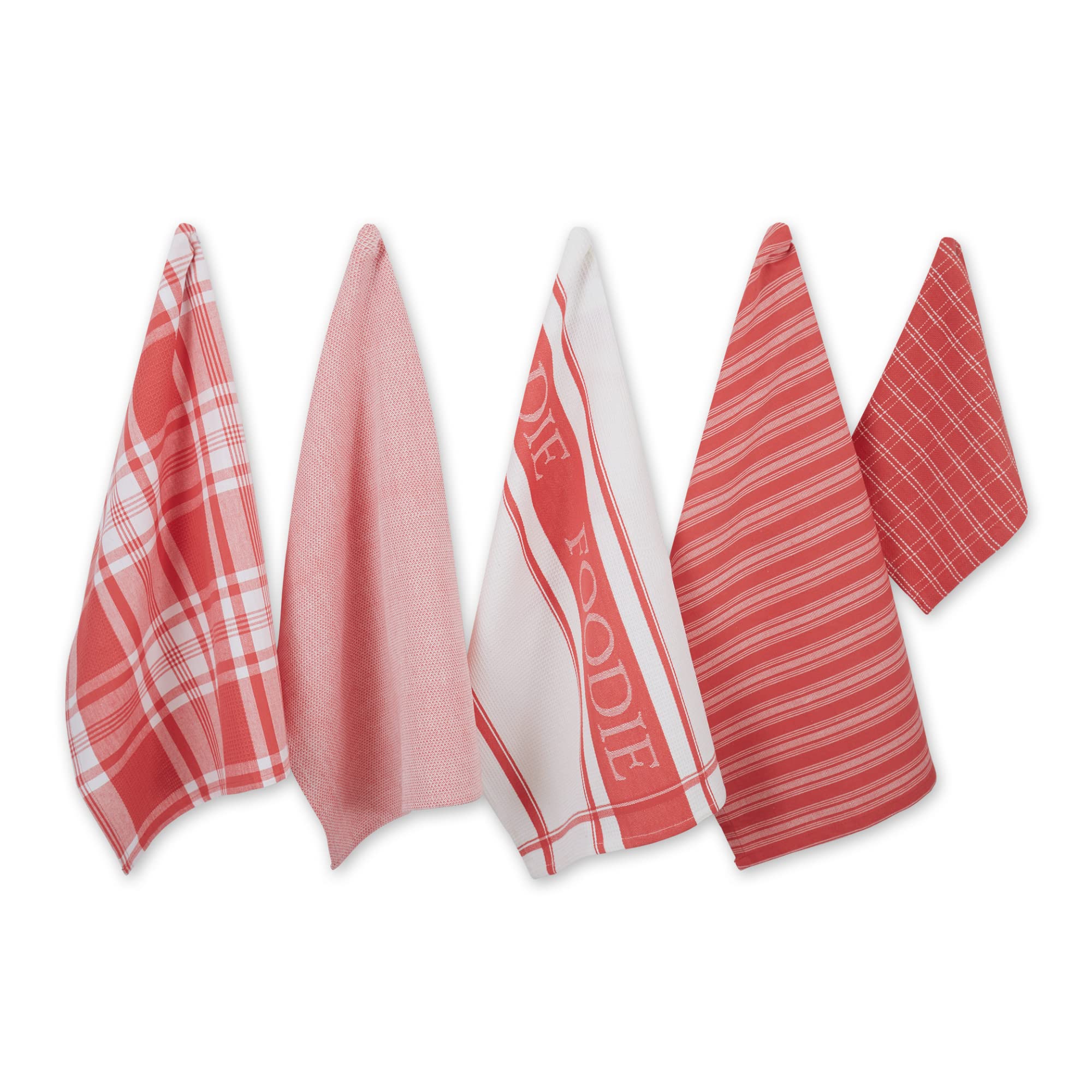 Dii Everyday Collection Foodie Kitchen Set, Dishtowel & Dishcloth, Coral, 5 Piece
