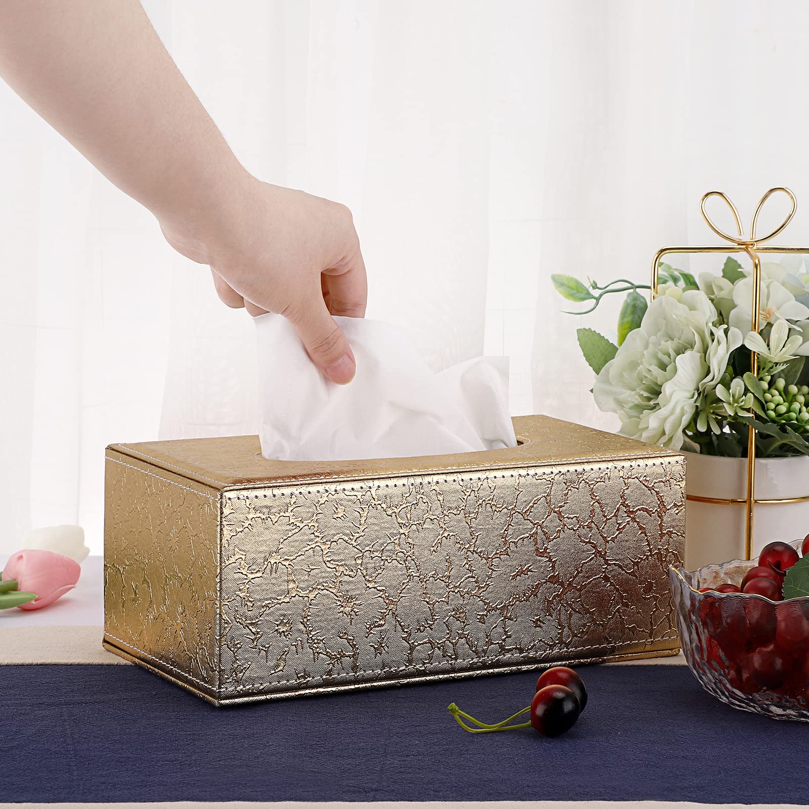 Sumnacon Rectangular Tissue Box Cover - Stylish Tissue Box Holder With Magnetic Bottom, Decorative Tissue Box For Vanity Dresser