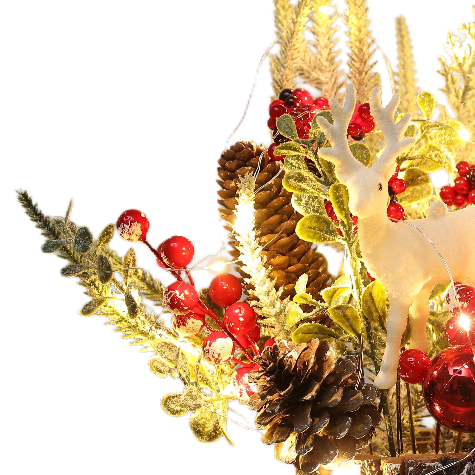 MYELLU Xmas Decor Small Christmas Tree with Lights - Artificial Tabletop Lighted Mini Christmas Tree with Christmas Ornaments Gn