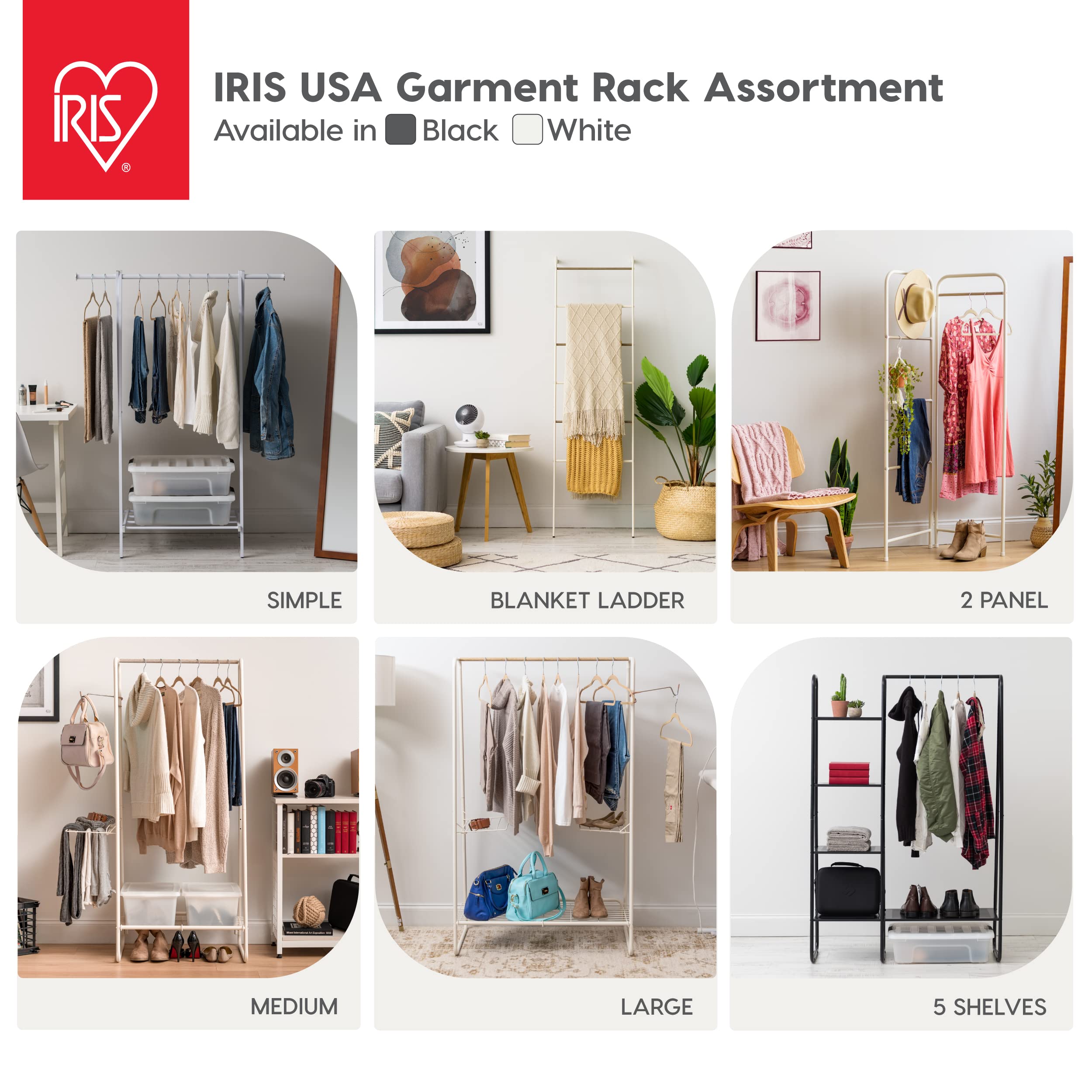 Iris Usa Clothes Rack With 4 Metal Shelves, Freestanding Clothing Racks For Hanging Clothes, Easy To Assemble, Standing Metal St