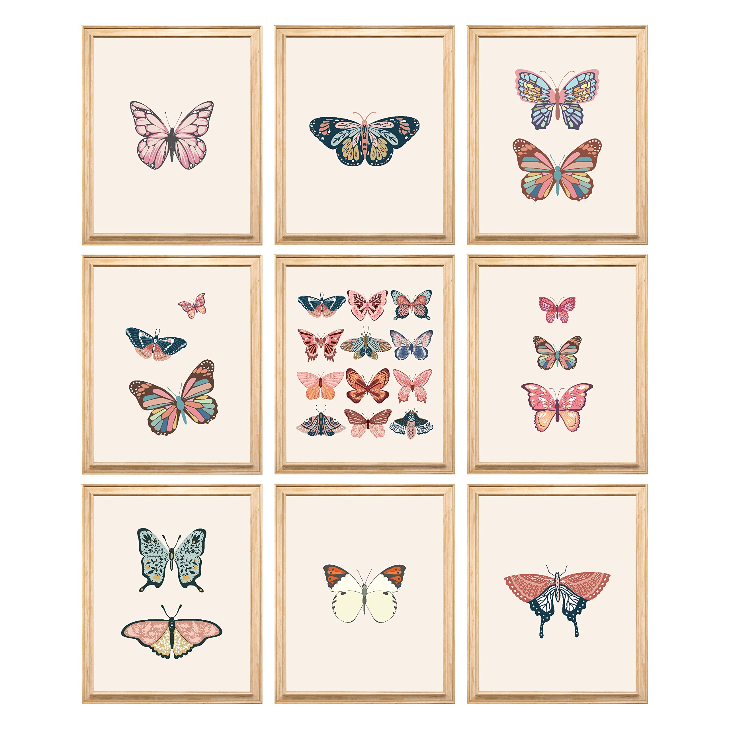 97 Decor Vintage Butterfly Poster - Butterfly Wall Art, Butterfly Art Wall Decor, Artsy Butterflies Print, Vintage Pastel Nature