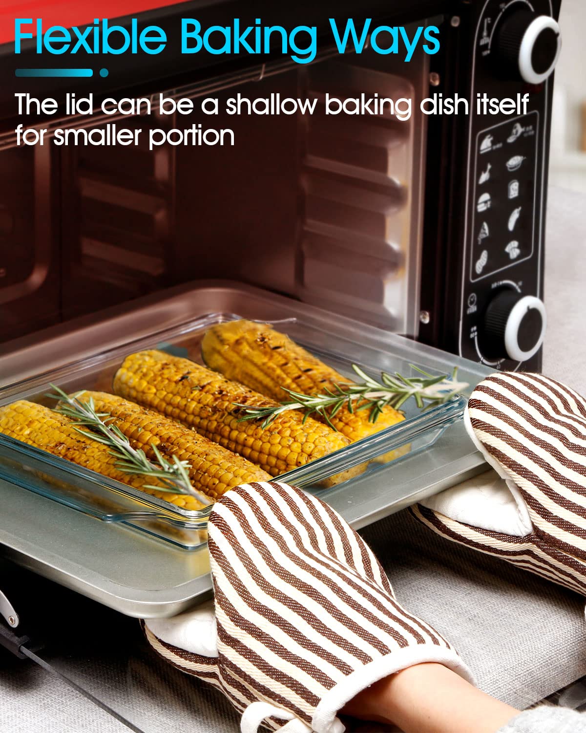 NUTRIUPS Rectangular Glass Casserole Dish With Glass Lid Glass Bakeware Glass Microwave Casserole Dish Glass Baking Dish with Lid (2L)