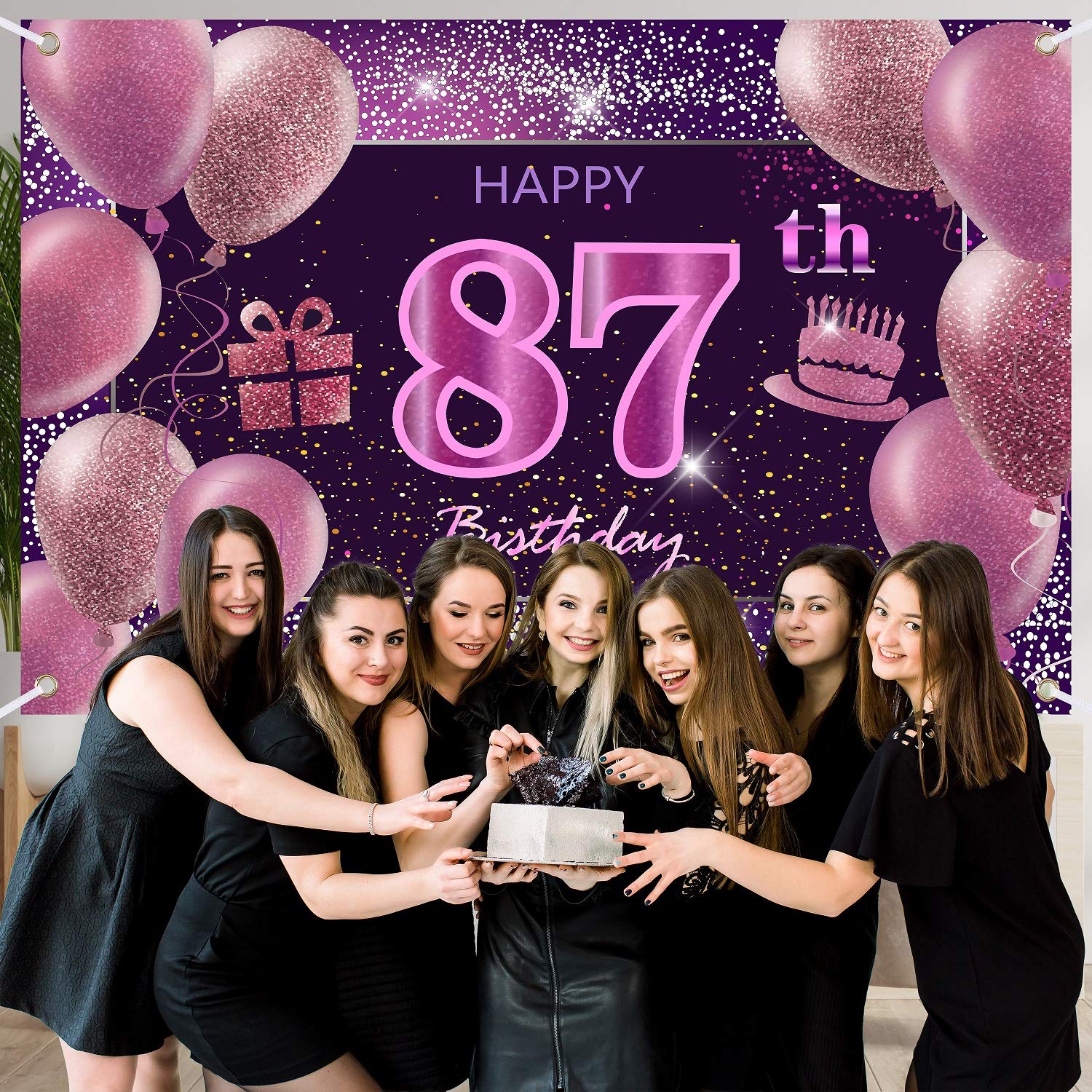 87Th Birthday Decorations For Girls Imisi Happy Birthday Banner Pink Decorations For A Party Birthday Backdrop For Women