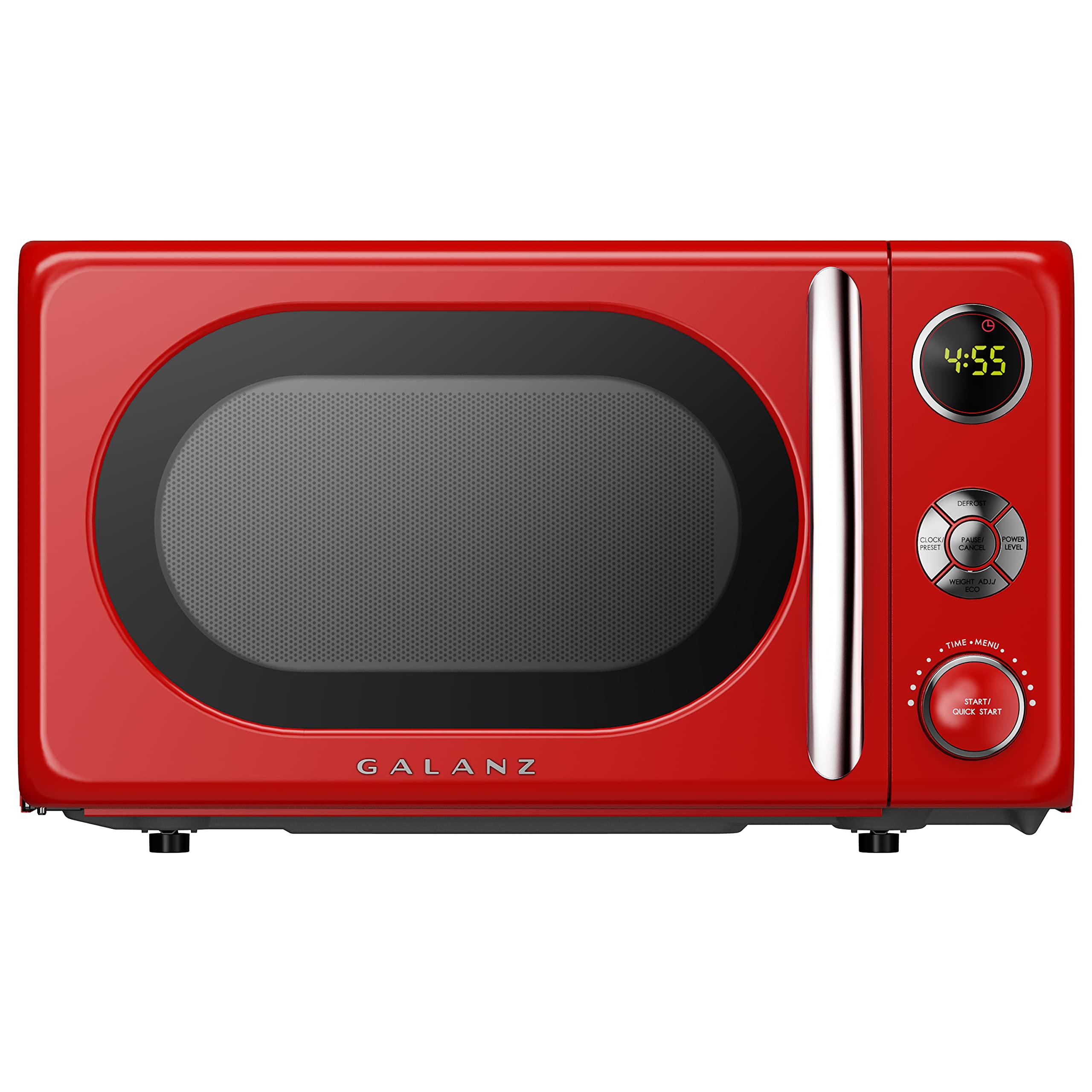 Galanz Glcmka07Rdr-07 Microwave Oven, Led Lighting, Pull Handle Design, Child Lock,Retro Red, 0.7 Cu.Ft