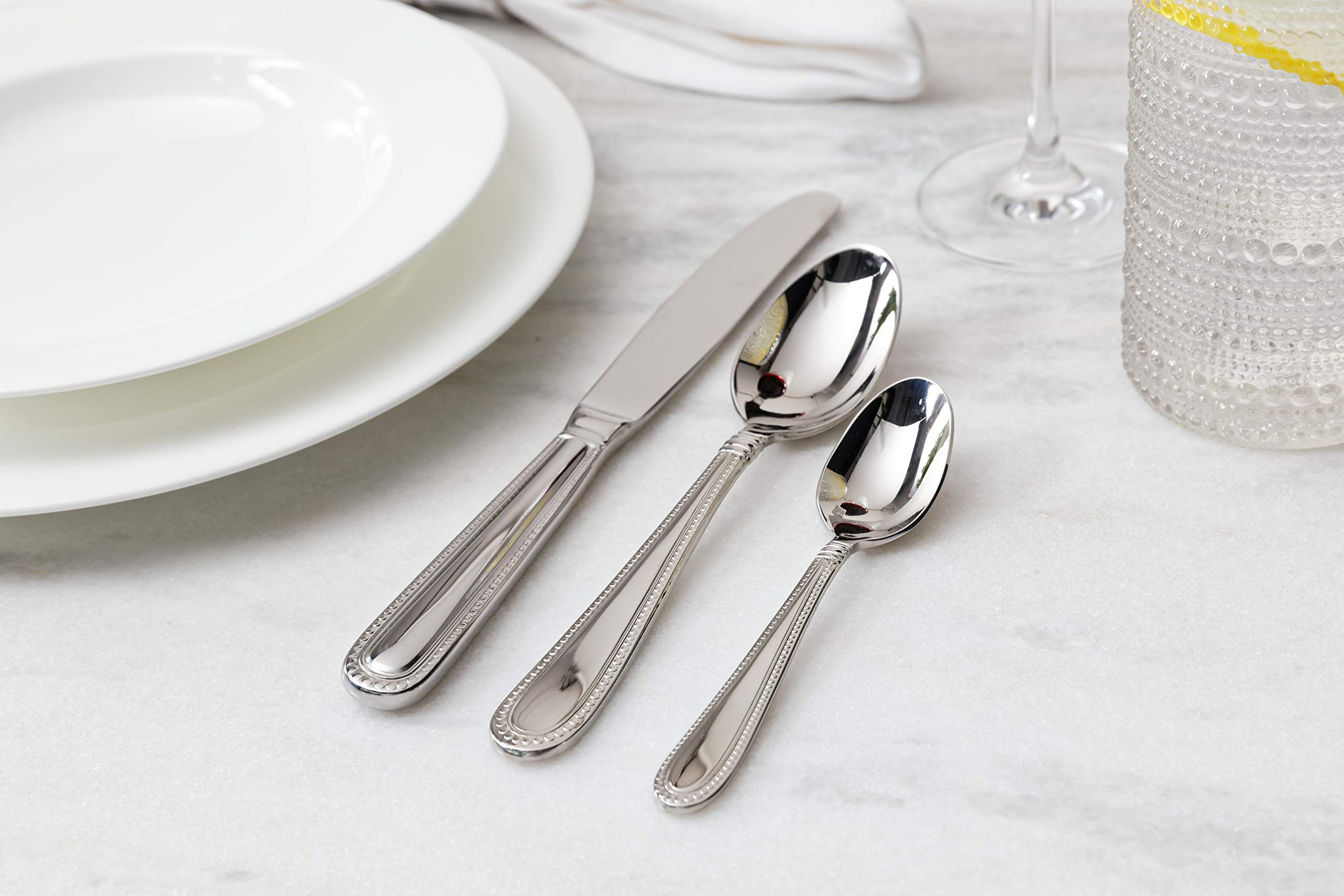 Fortessa Caviar 18/10 Stainless Steel Flatware, 5 Piece Place Setting, Service For 1