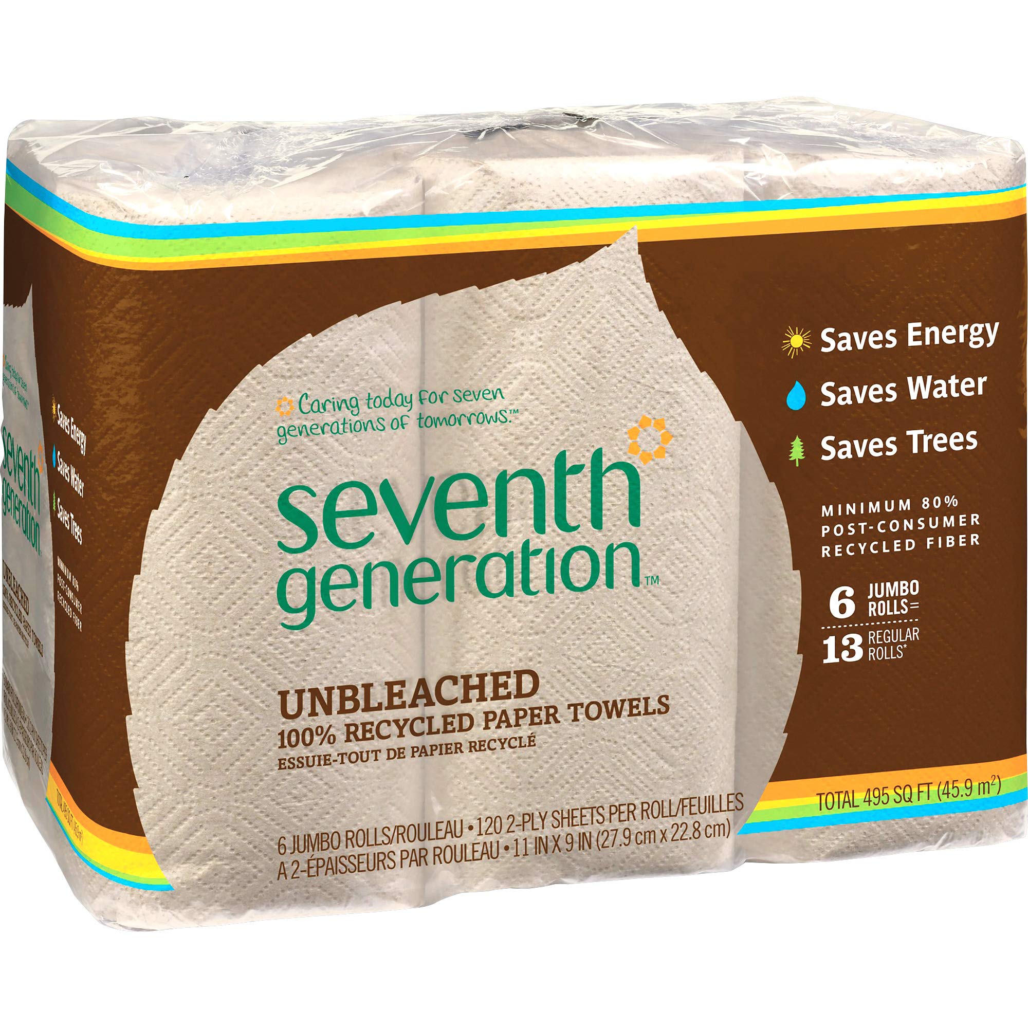 Seventh Generation Sev 13737 Paper Towel, 6 Count (Pack Of 1), Natural 6 Per Pack