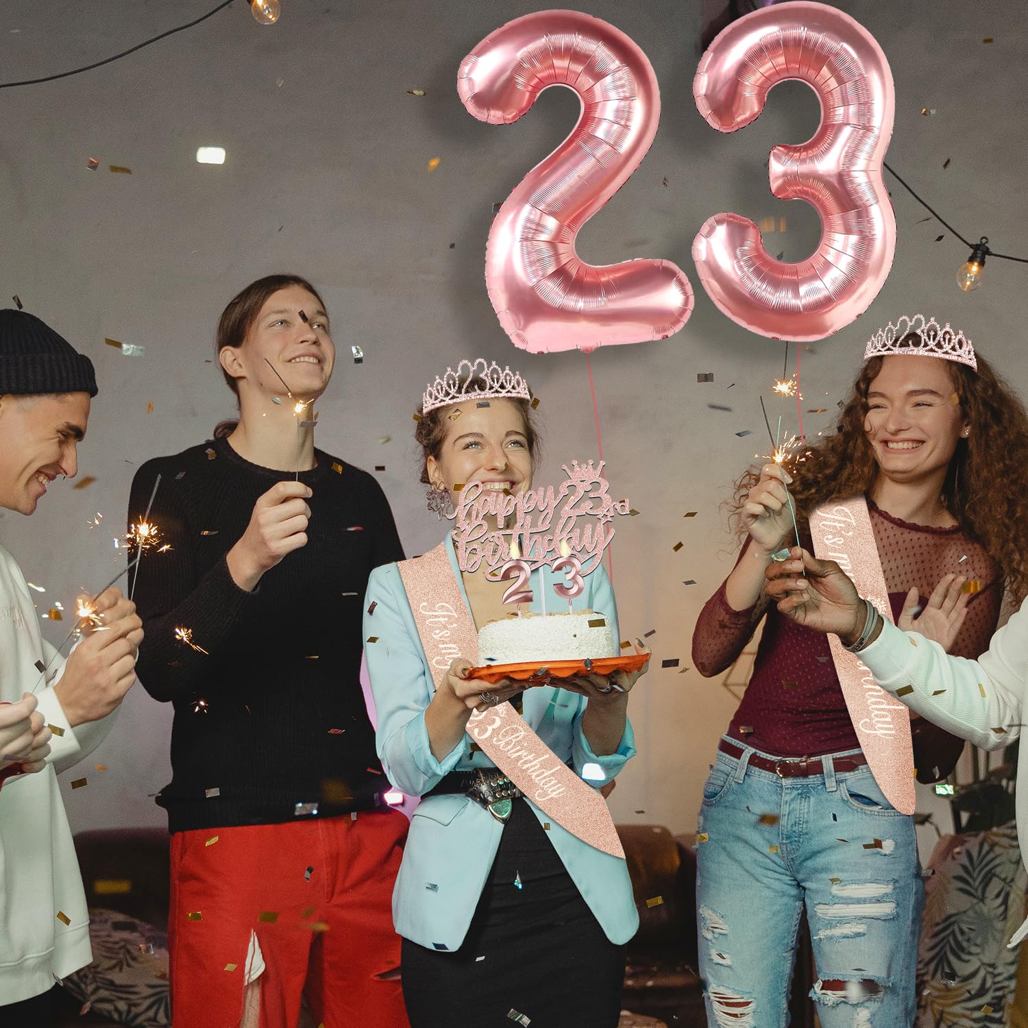 23Rd Birthday Gifts For Women, Include 23Rd Birthday Sash And Tiara, Birthday Cake Topper And Number 23 Candles, Big 23 Balloons