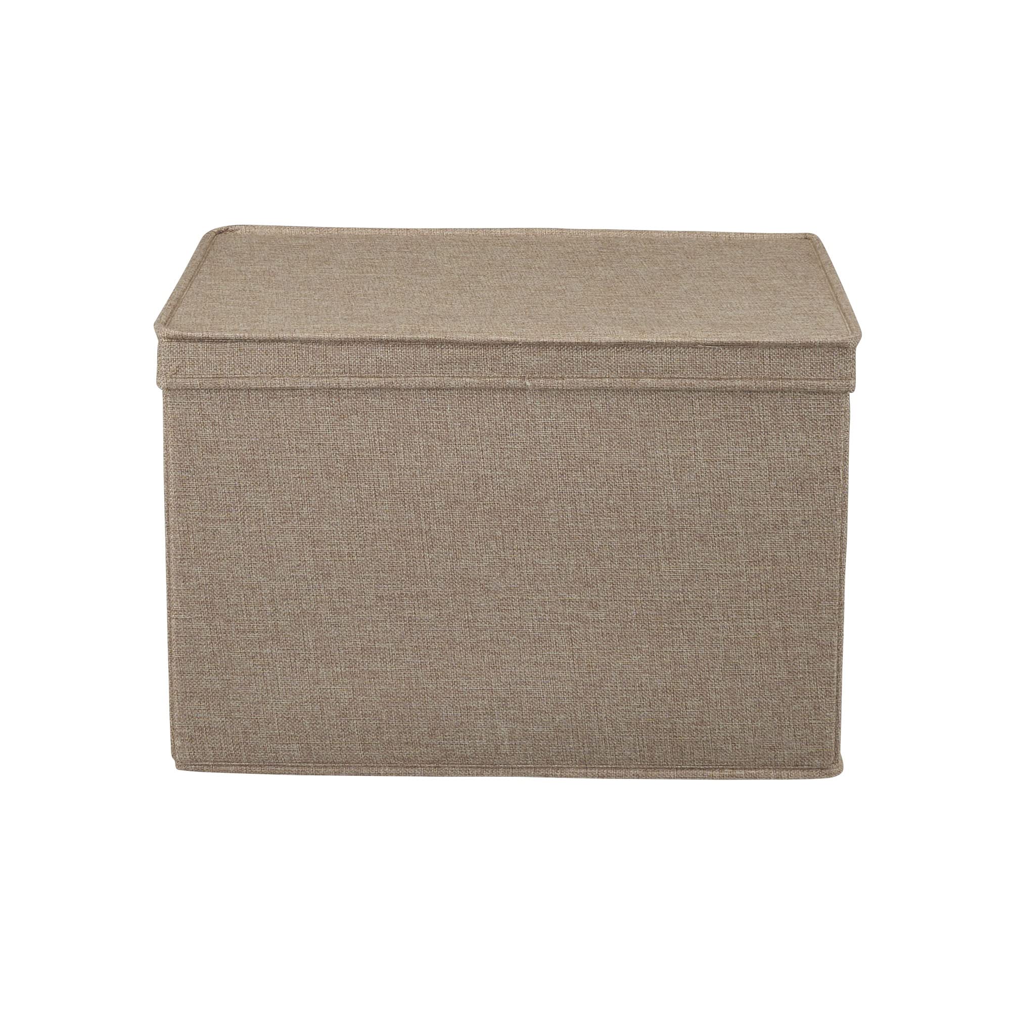 Household Essentials Wide Fabric Storage Bins With Lids, Latte, Set Of 2