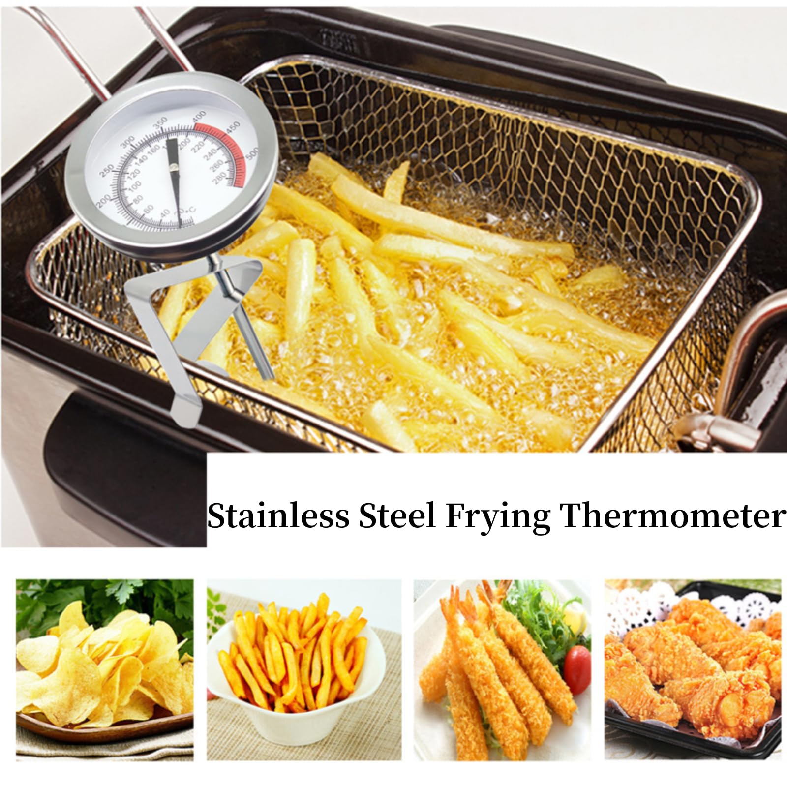 Stainless Steel Frying Thermometer Milk Tea Coffee Fryer High Temperature Thermostat For Turkey Bbq Grill Meat Oil Milk Yogurt T