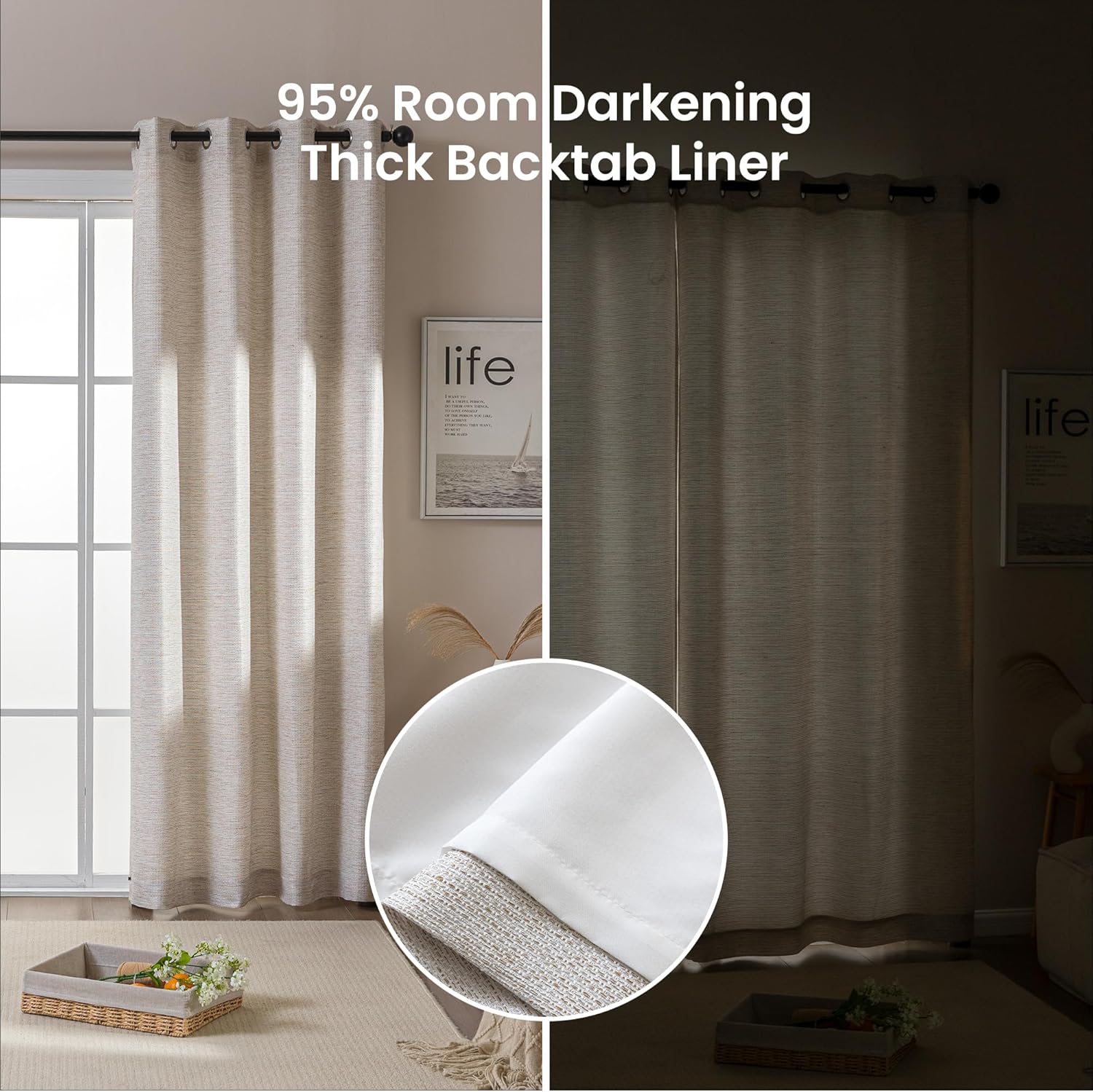 Semi-Blackout Washable Thermal Curtains for Living Room & Bedroom