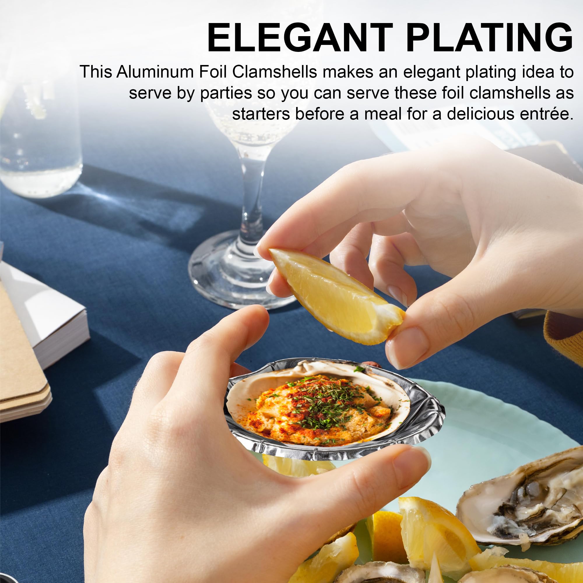Mt Products Aluminum Foil Clamshells - Pack Of 50 Mini Pans For Baking Clam Shells - Disposable Pie Tins - Plate For Serving All