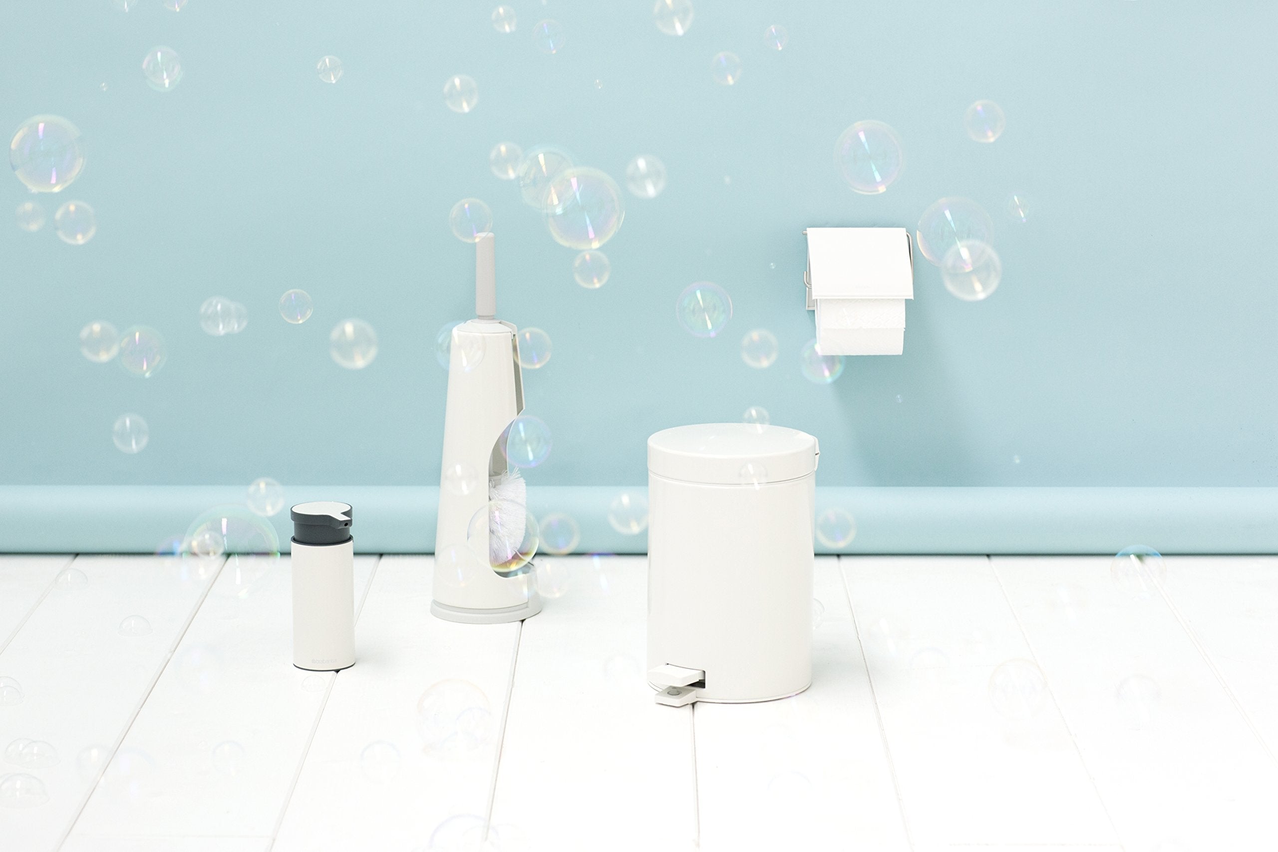Brabantia Soap Dispenser 6.7Oz (White) Handwash, Lotion, Shampoo Pump For Bathroom/Kitchen - Easy Refill, Easy Clean