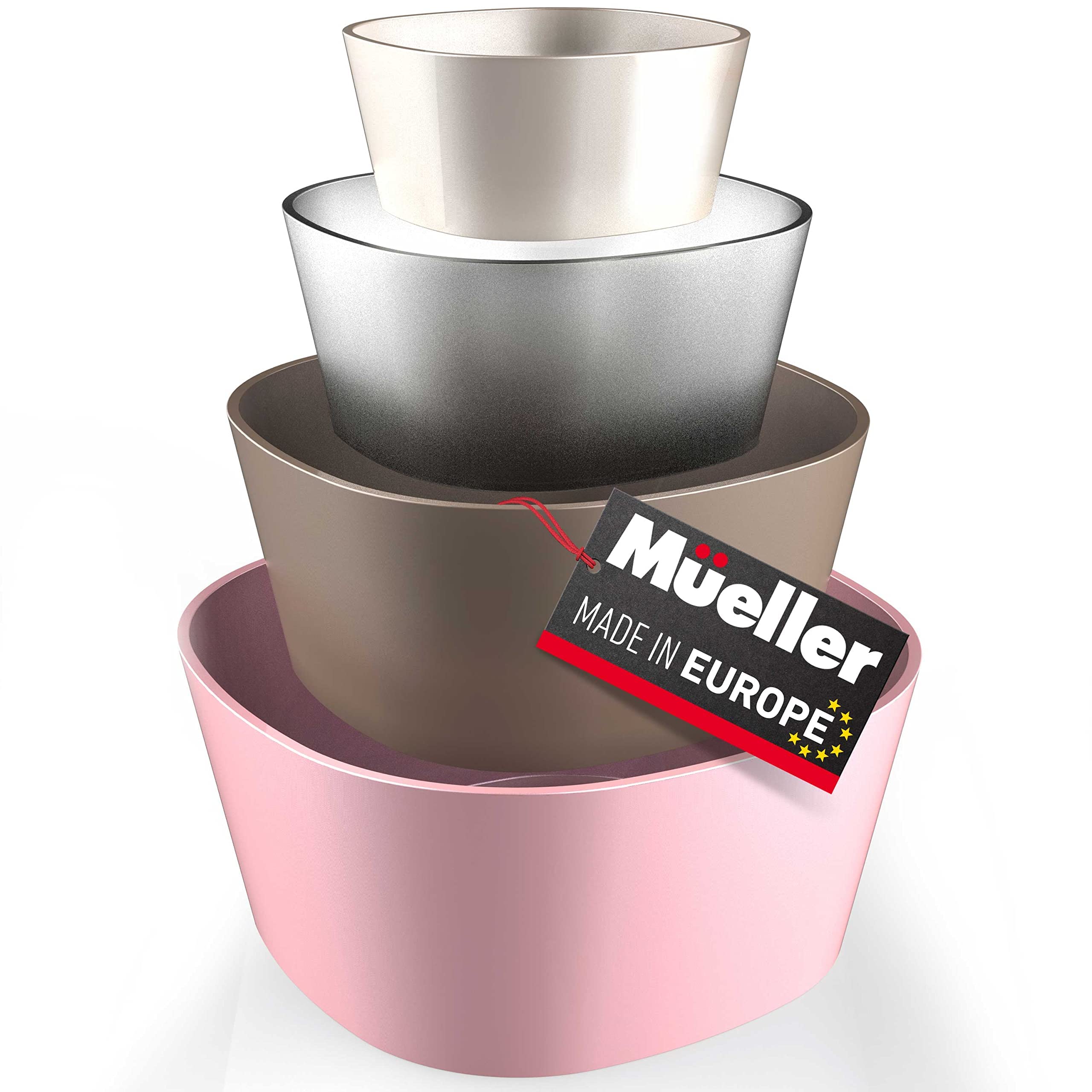 Mueller Mixing Bowls, 4-Piece Nesting Bowls Set, Food Prep Bowls, European Made, Microwave And Dishwasher Safe Mixing Bowl Set