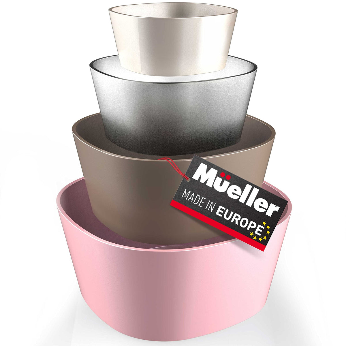 Mueller Mixing Bowls, 4-Piece Nesting Bowls Set, Food Prep Bowls, European Made, Microwave And Dishwasher Safe Mixing Bowl Set