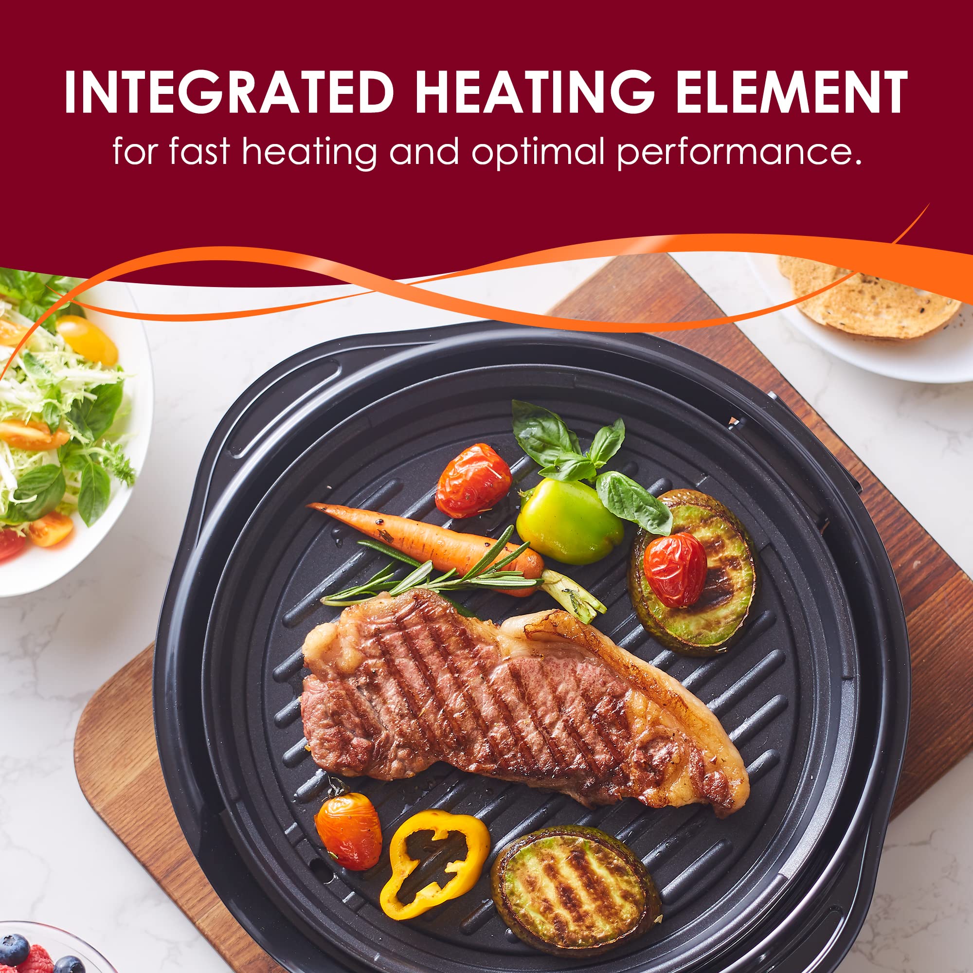 Elite Gourmet Emg1100 11 Electric Indoor Nonstick Grill Dishwasher Safe, Cool Touch, Fast Heat Up Ideal Low-Fat Meals, Include