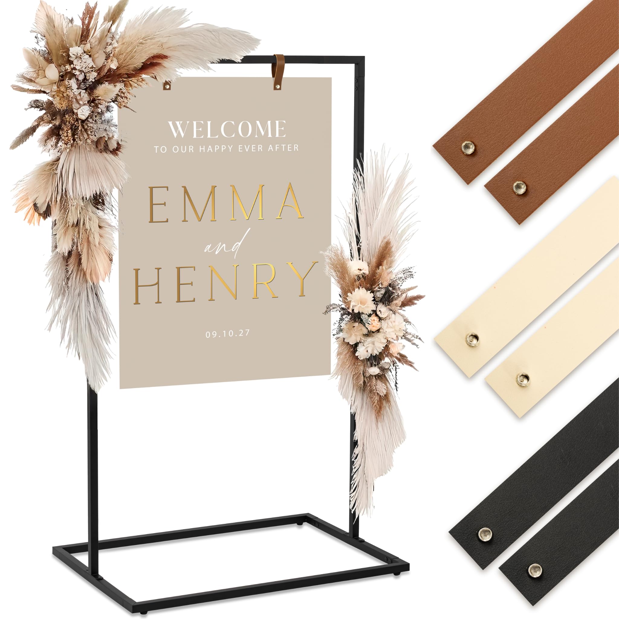 Elegant Wedding Welcome Sign Stand - Sturdy Welcome to Our Wedding Sign Holder for Seating Charts & Event Decor - A Beautiful Bl
