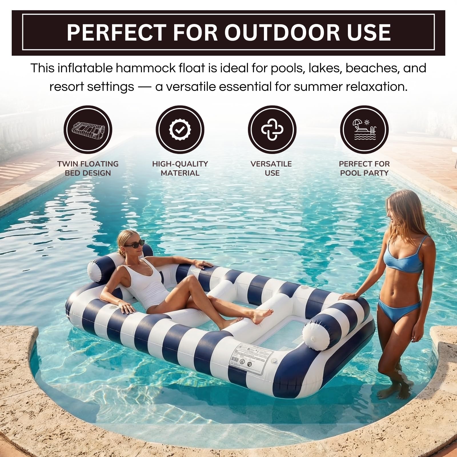 Navy Blue Twin Hammock Pool Float
