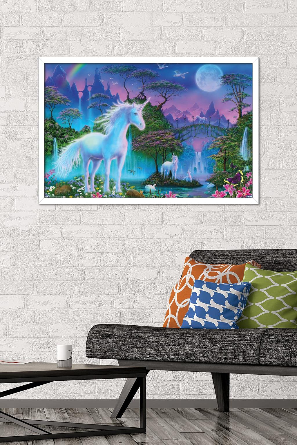 Trends International Unicorn Meadow Wall Poster, 22.375'' X 34'', White Framed Version