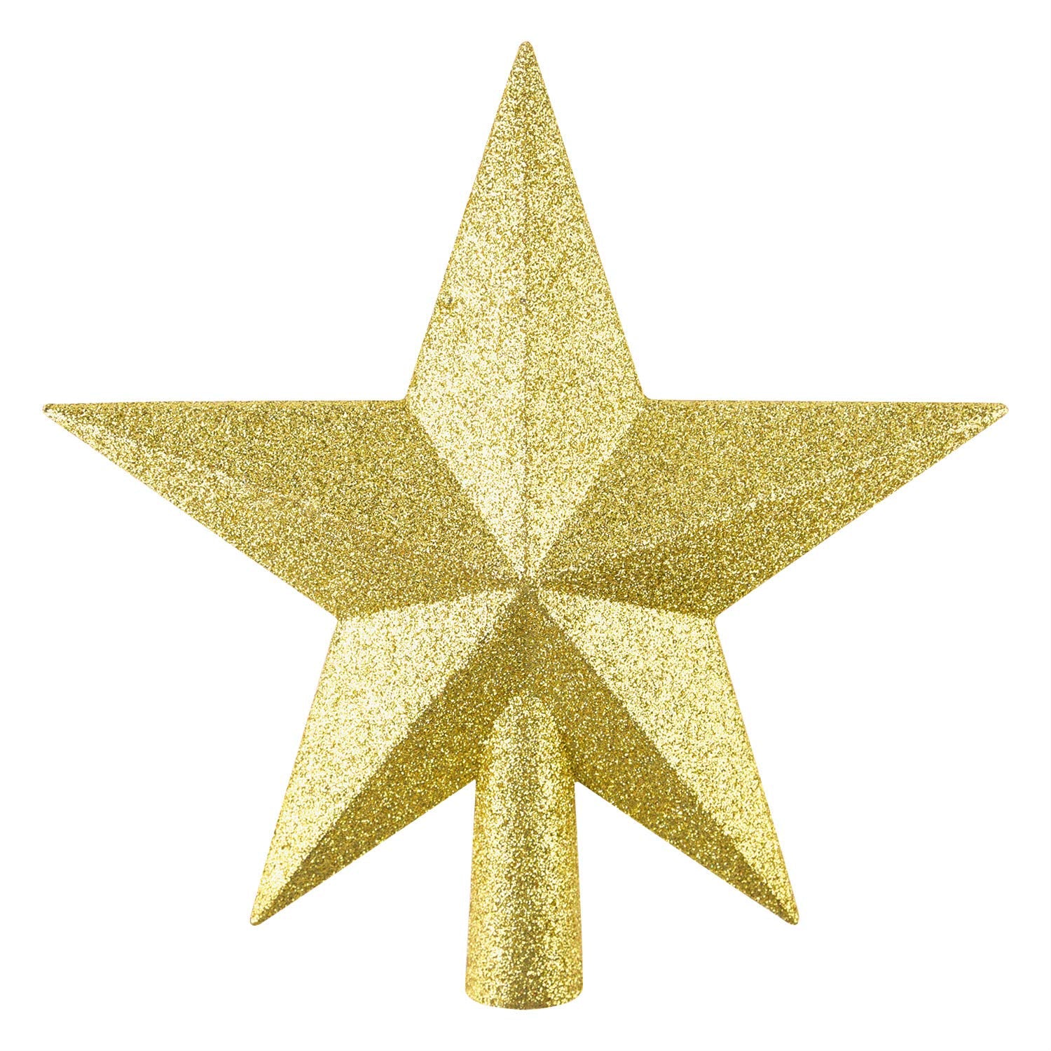 FEPITO 4.3 Inches Glitter Star Mini Christmas Tree Topper Shatter-Proof Small Christmas Tree Decoration Treetop for Holiday Orna