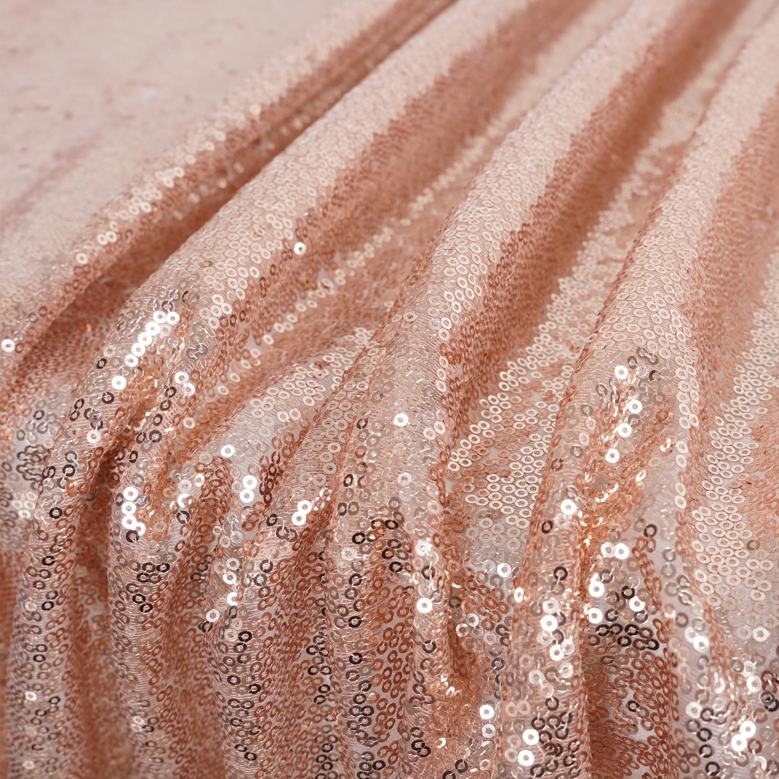 Partydelight Rose Gold Sequin Tablecloth Overlay 50 X 50 Inch For Wedding Party Birthday Bridal Baby Shower And Other Events Dec
