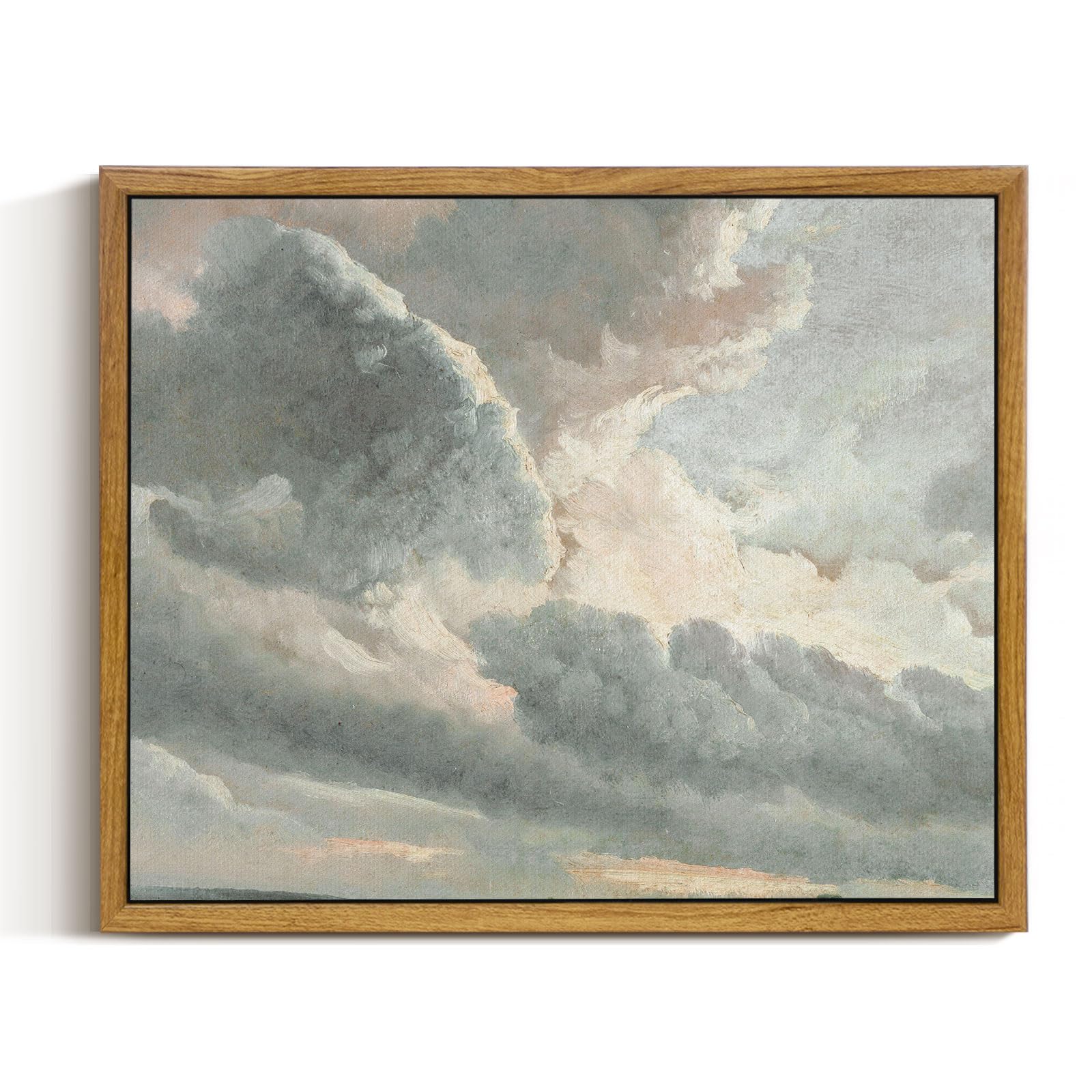 Insimsea Framed Canvas Wall Art Vintage Decor, Study Of Clouds Oil Painting Wall Prints, Home Decor Wall Art For Farmhouse Offic