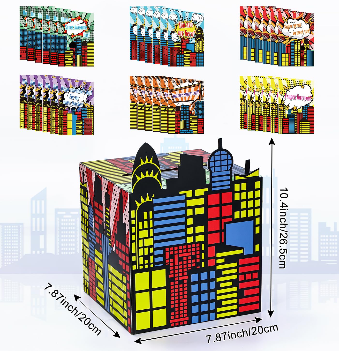 Rindojin Valentines Mailbox For Kids Hero Valentines Day Cards For Kids Classroom School Super Themed Party Supplies Valentines