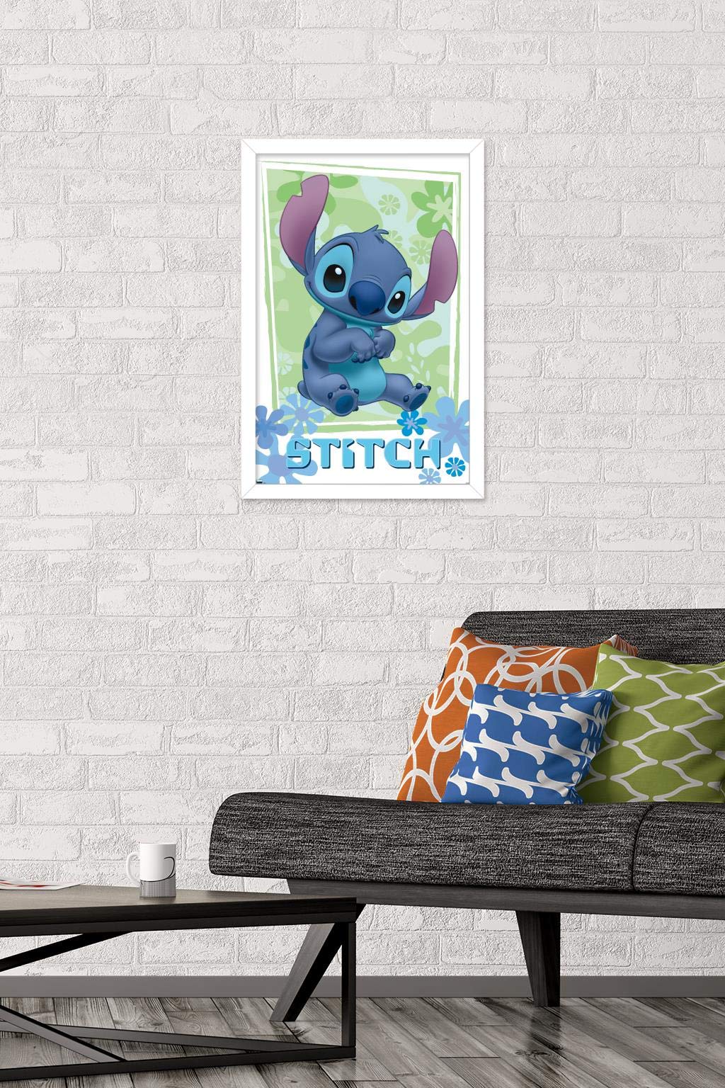 Trends International Disney Lilo And Stitch - Flowers Wall Poster, 14.725'' X 22.375'', White Framed Version