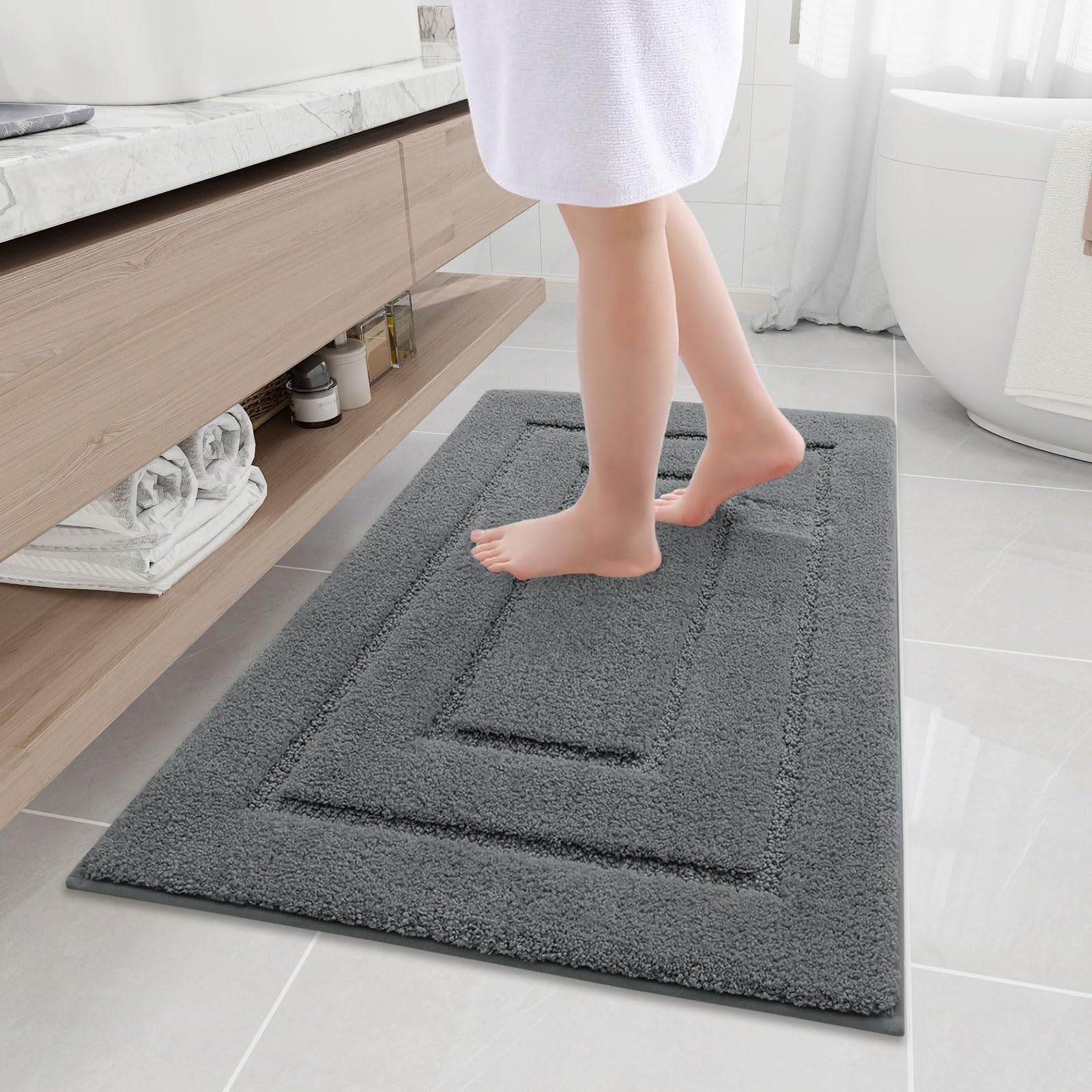 Buganda Bathroom Rugs, 44'' X 24'', Soft And Absorbent Microfiber Bath Rugs, Non-Slip Shaggy Bath Carpet, Machine Wash Dry Bath