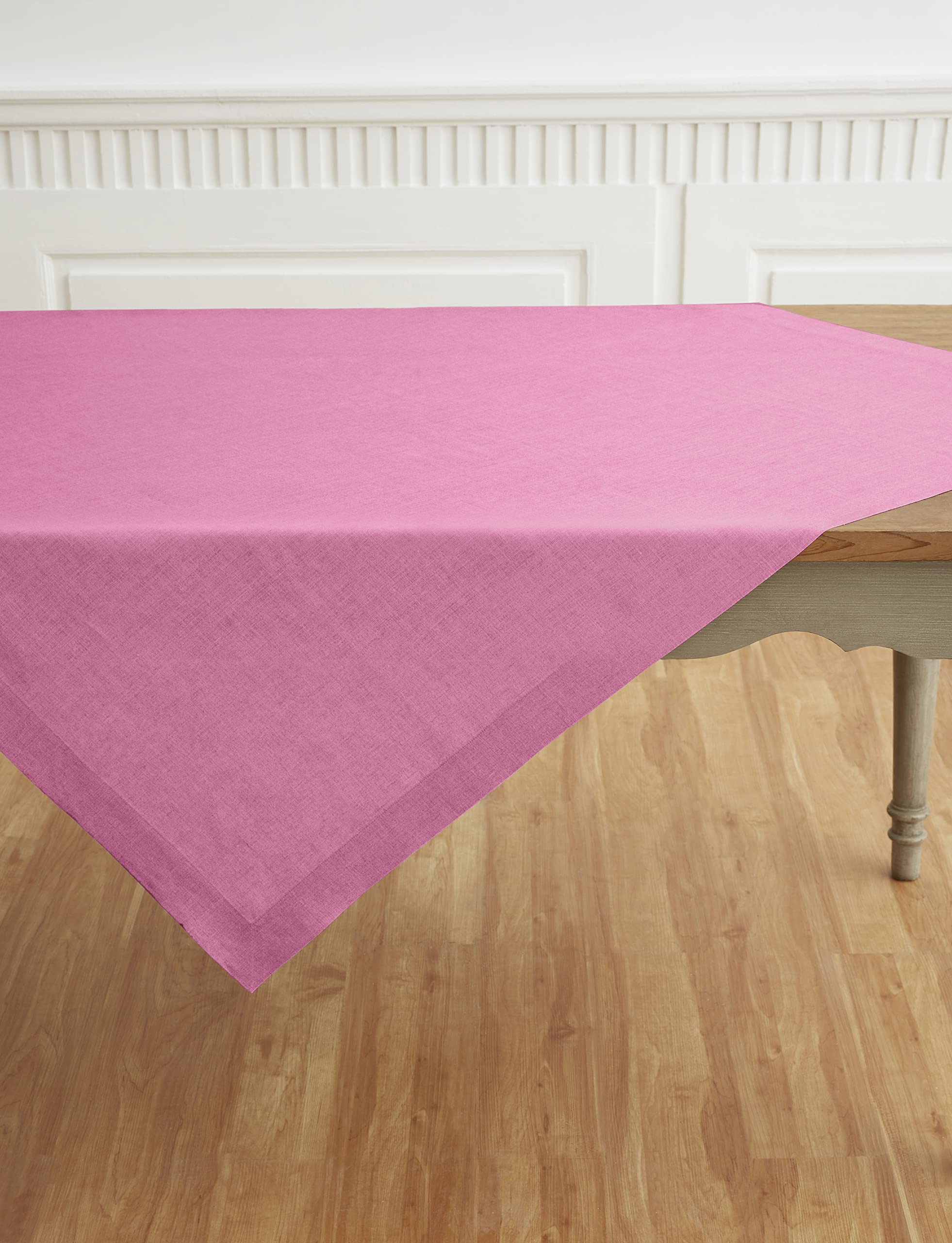 Solino Home Flamingo Pink Linen Square Tablecloth 52 X 52 Inch - Fete, 100% Pure Linen Table Throw - Machine Washable Tablecloth