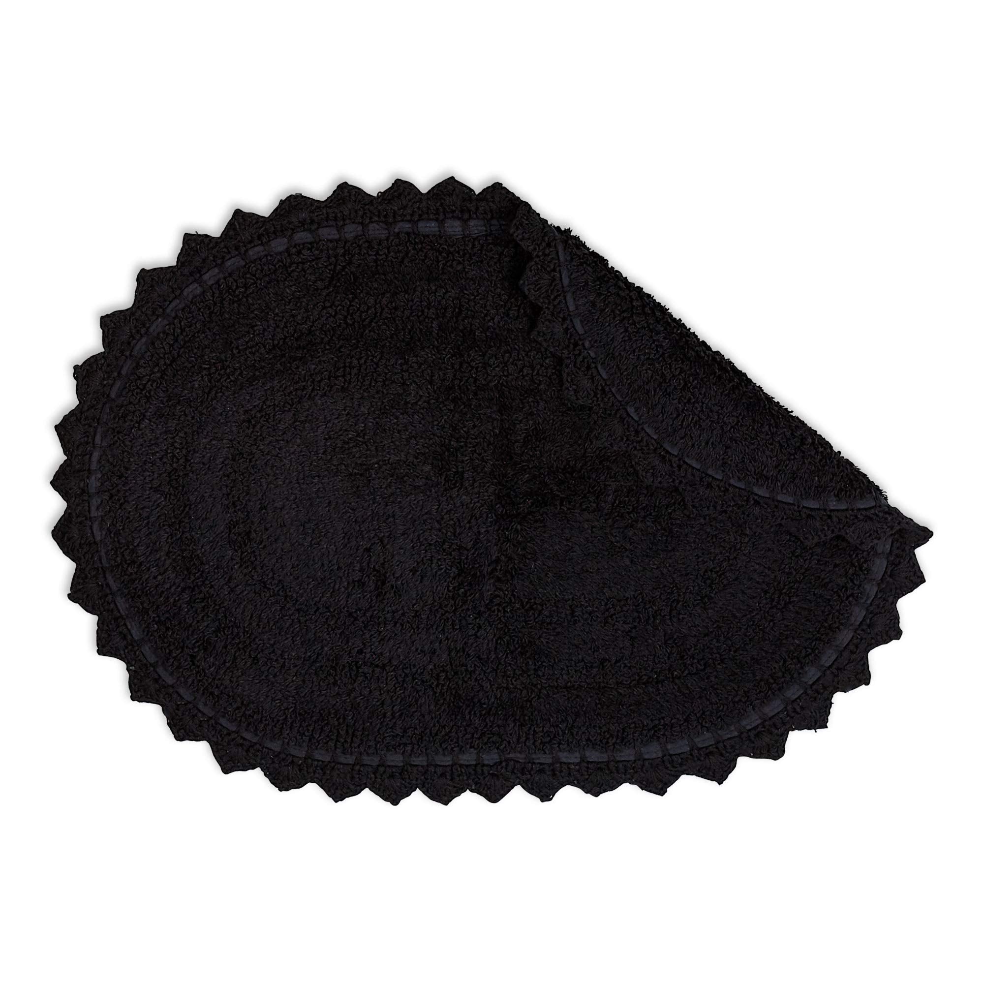 DII Crochet Collection Reversible Bath Mat  Small Oval  17x24  Black