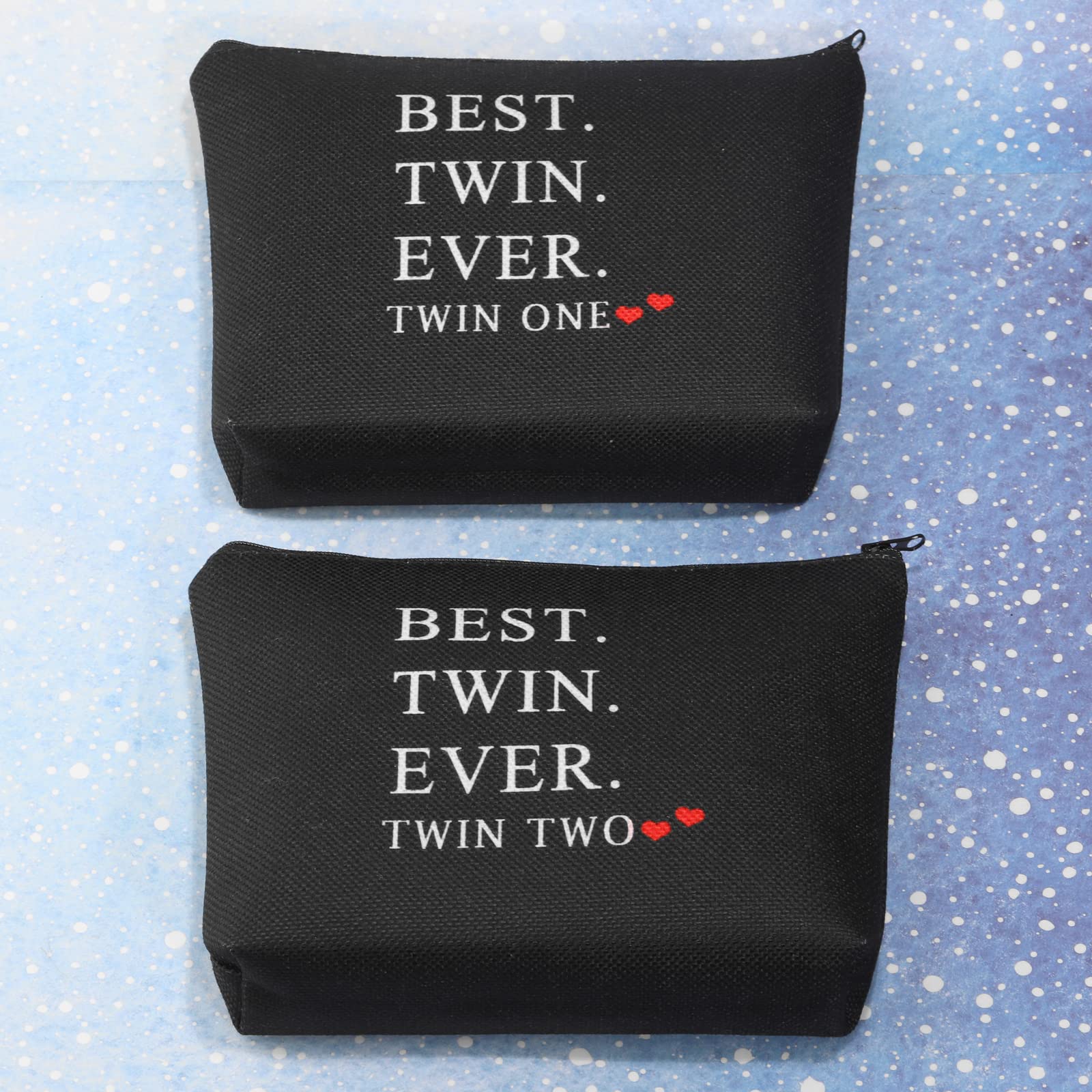 MBMSO Twin One Twin Two Gifts Best Twin Ever Gifts Makeup Bag Set of 2 Twins Gifts for Sister Cosmetic Bag(Twin One Twin Two Set