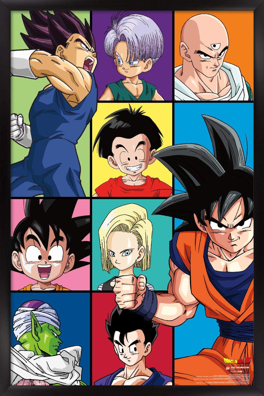 Trends International Dragon Ball Z - Grid Wall Poster, 14.725'' X 22.375'', Black Framed Version
