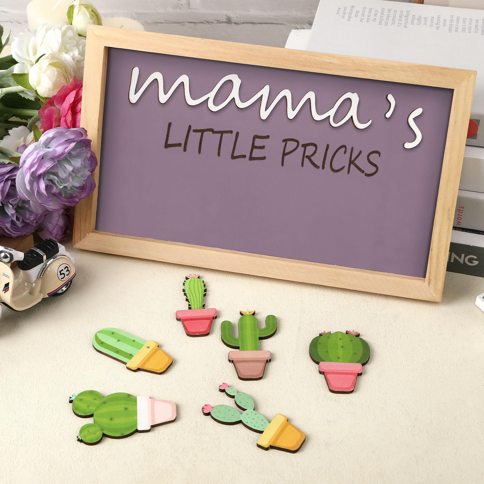 CypherX Personalized Gift for Mom Birthday, Mom Gifts from Daughter, Mama's Little Pricks, Funny Mother Gift, Cute Decor Sign fo