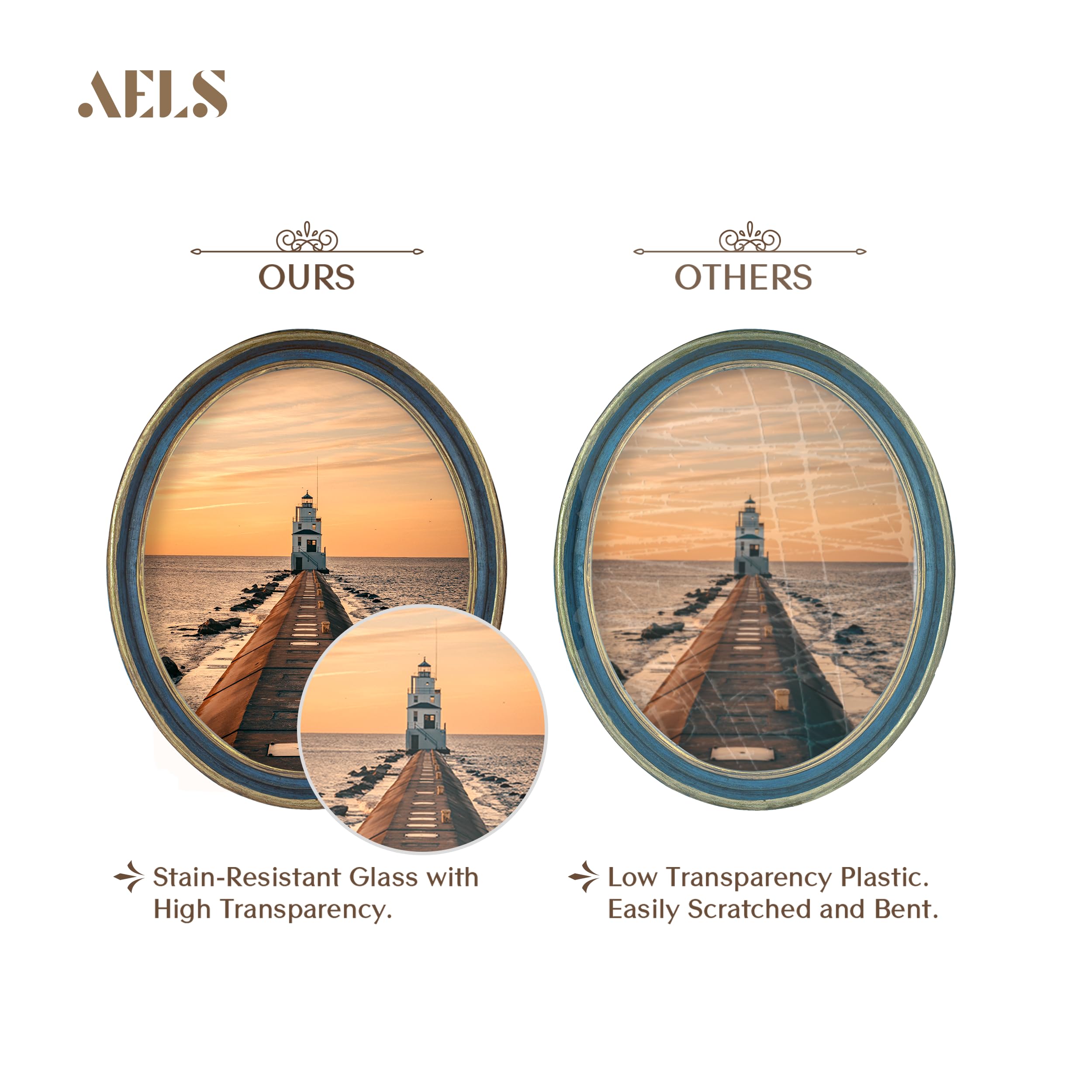 AELS 8x10 Inch Vintage Picture Frame, Elegant Antique Photo Frames with Glass Front, Photo Display, Tabletop Wall Hanging, Gift