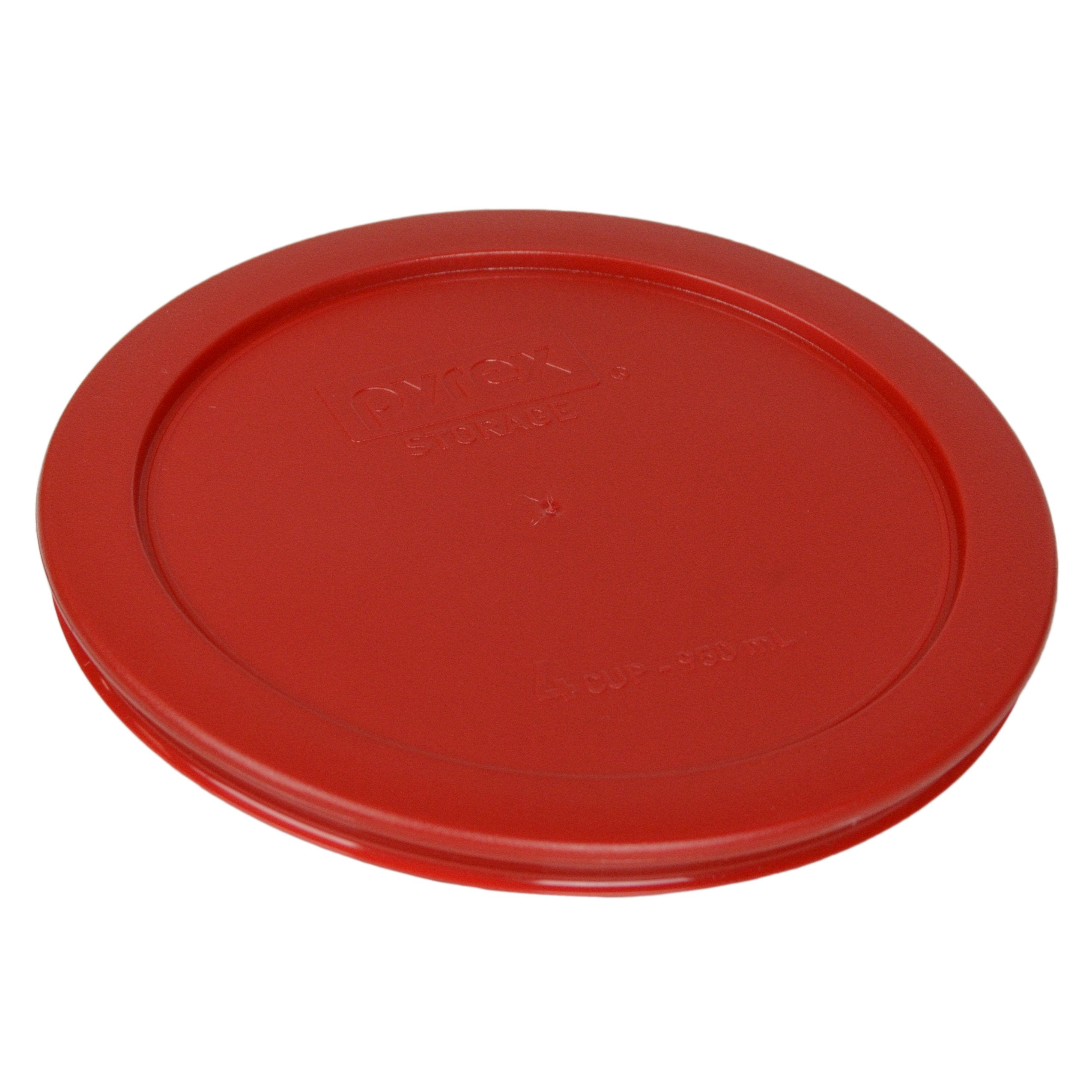 Pyrex 7200-Pc Yellow, 7201-Pc Red, And 7402-Pc Green Lid Set