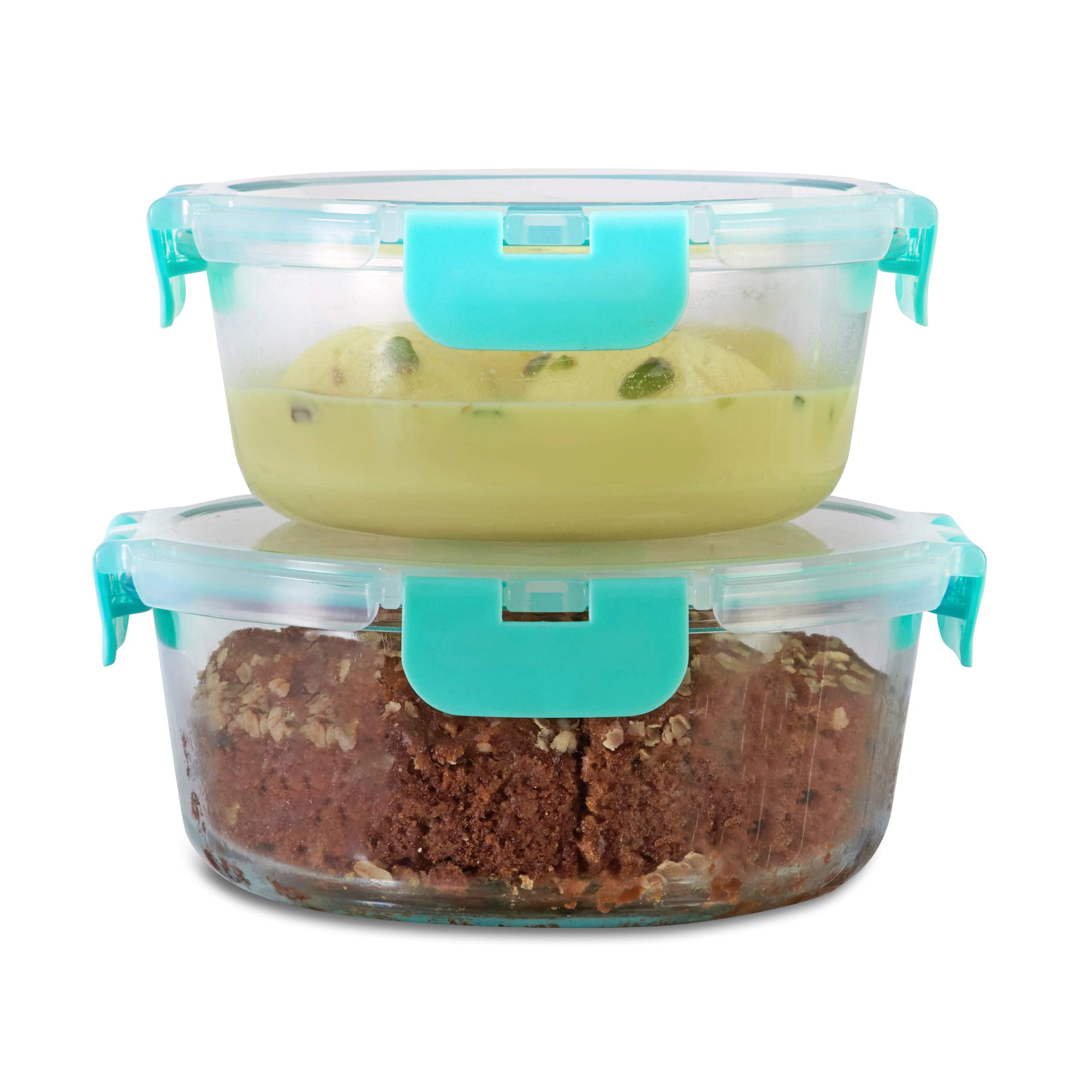 Allo FoodSafe Glass Containers with Lids with Break Free Lock, Microwave Safe Containers,Borosilicate Meal Prep Glass Food Stora