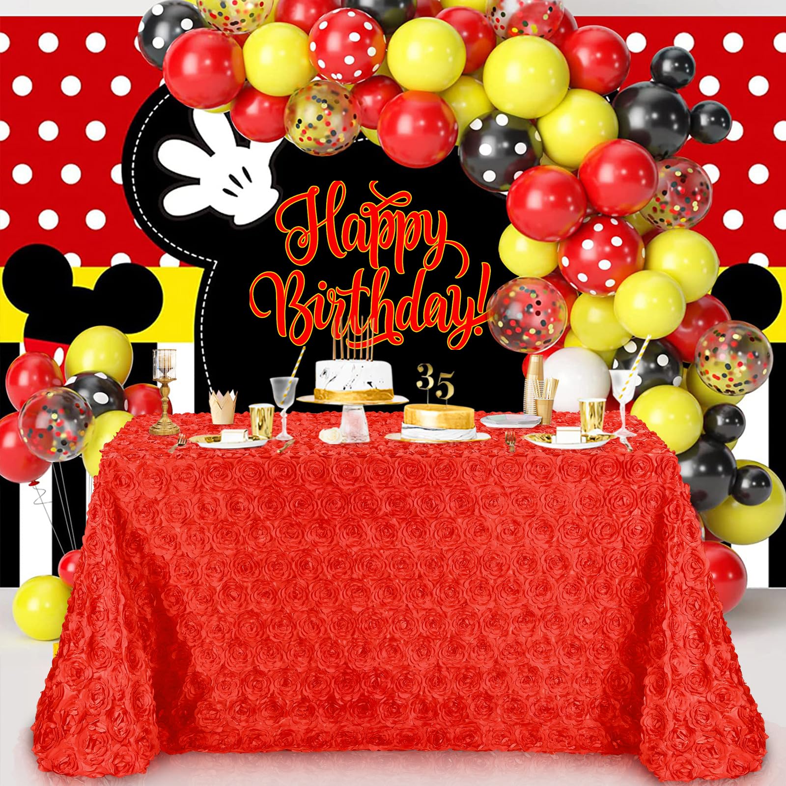 Queendream Red Satin Tablecloth 90 X 132 Inch Rectangle Wedding Table Cover Overlay For Wedding Reception Table Decorations