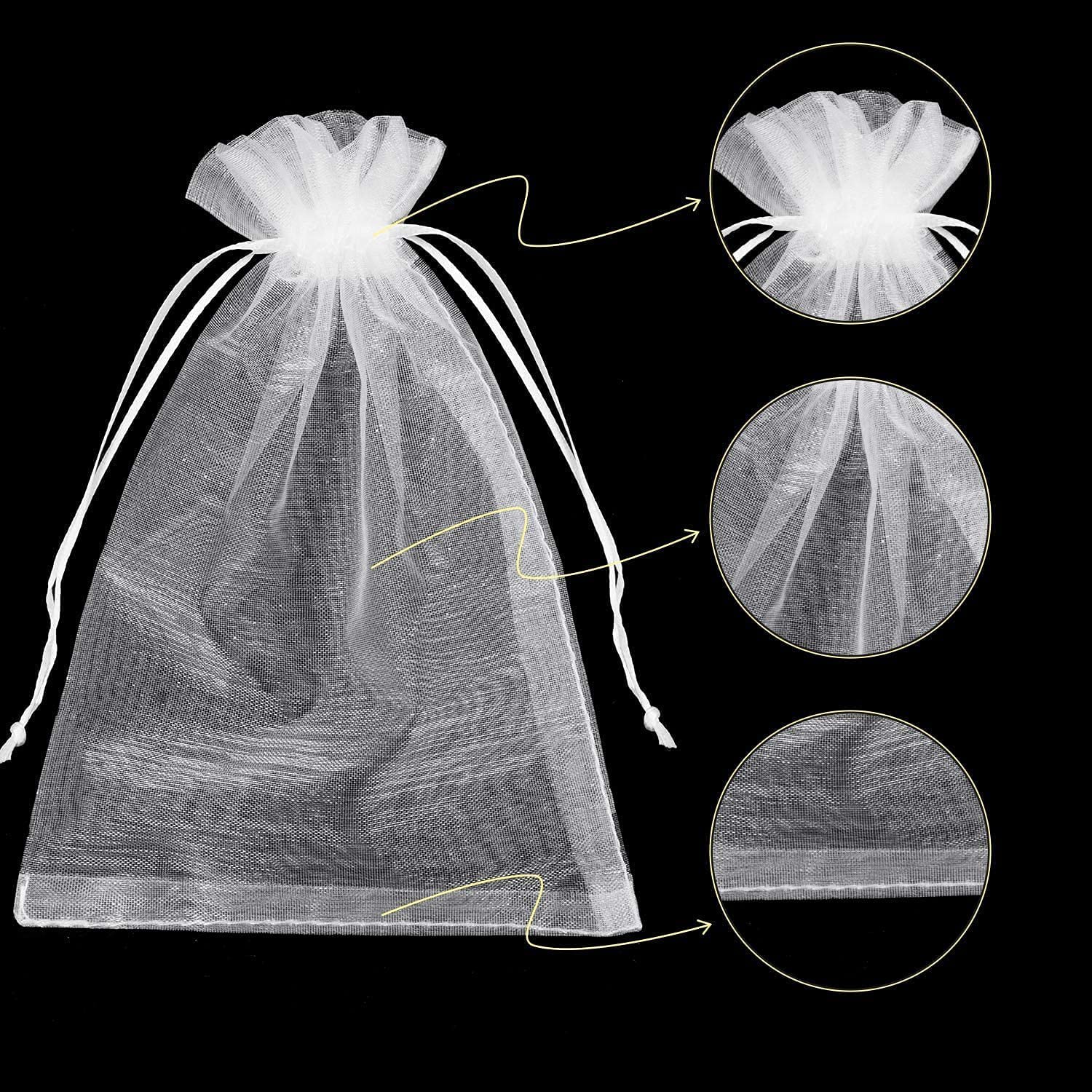 100Pcs Sheer Organza Bags, White Wedding Favor Bags With Drawstring, 4X6 Inches Jewelry Gift Bags For Party, Jewelry, Festival,