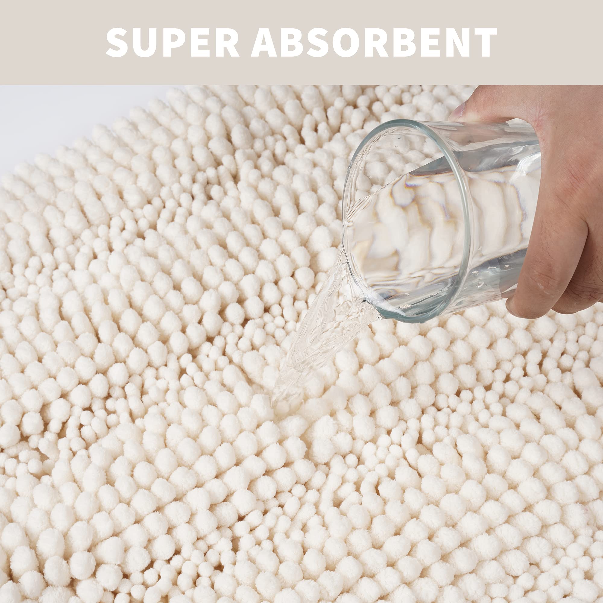 Feivea Bathroom Rug Sets 2 Piece Extra Thick Chenille Mats Fluffy Soft Absorbent Non Slip Washable Mats For Bathroom, Tub, Indoo