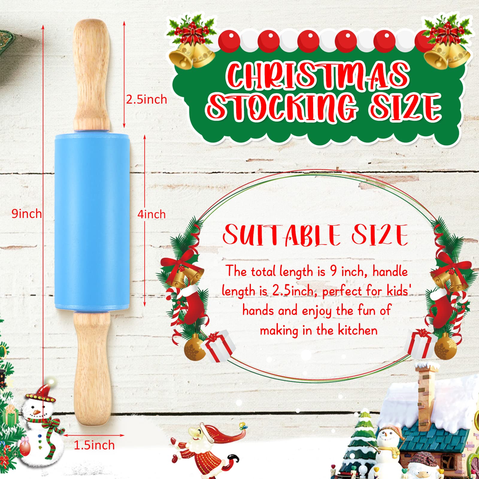 10 Pcs Small Rolling Pin Kids 9 Inch Mini Rolling Pin Silicone Wooden Rolling Pins Baking 5 Colors Non Stick Kids Rolling Pin Wi