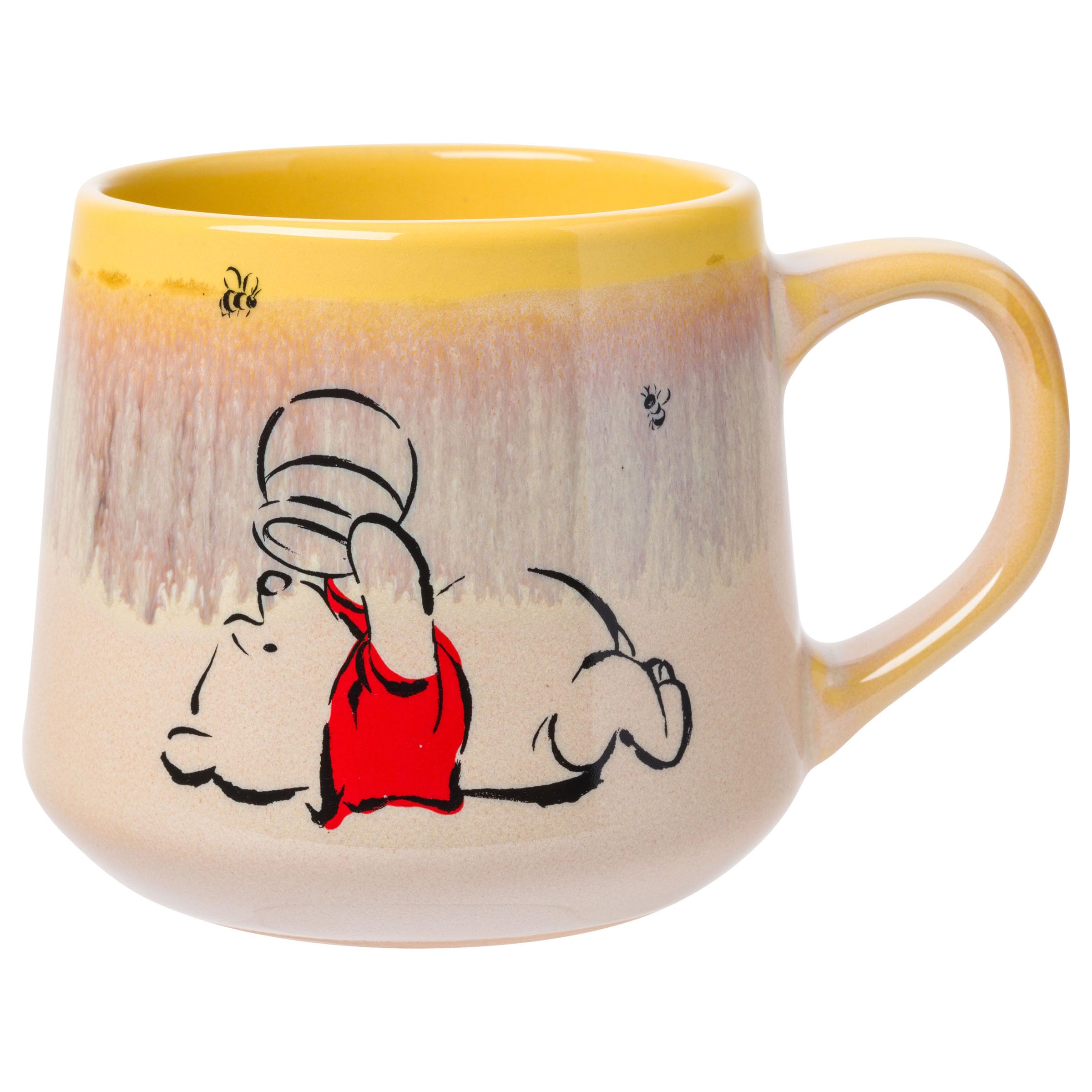 Silver Buffalo Winnie the Pooh The Pooh-Brush Style Sweet Like Hunny Reactive Glaze Tapered Pottery Mug, 14 Ounces