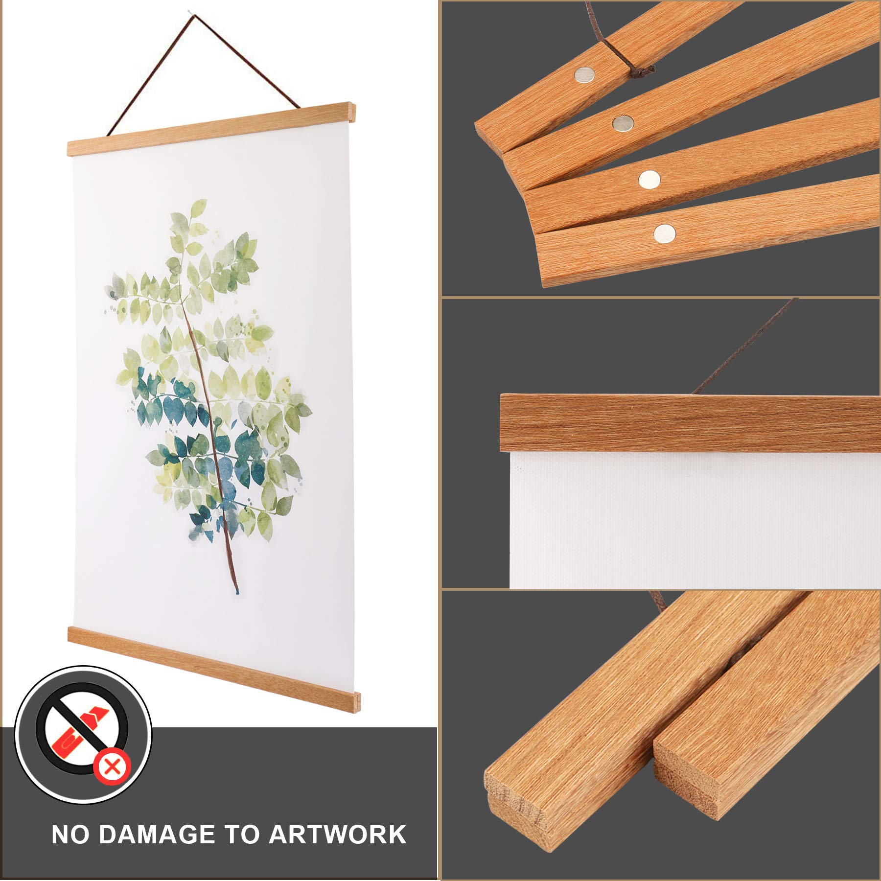 WITCOLOR Magnetic?oster Hanger Frame  Teak Magnet Poster Frame 19x13 19x25 19x27 for Posters  Kids Paintings  Photos  Maps  Scrolls  Picture  Canvas Works?nd?rt?rints(2 Pack)