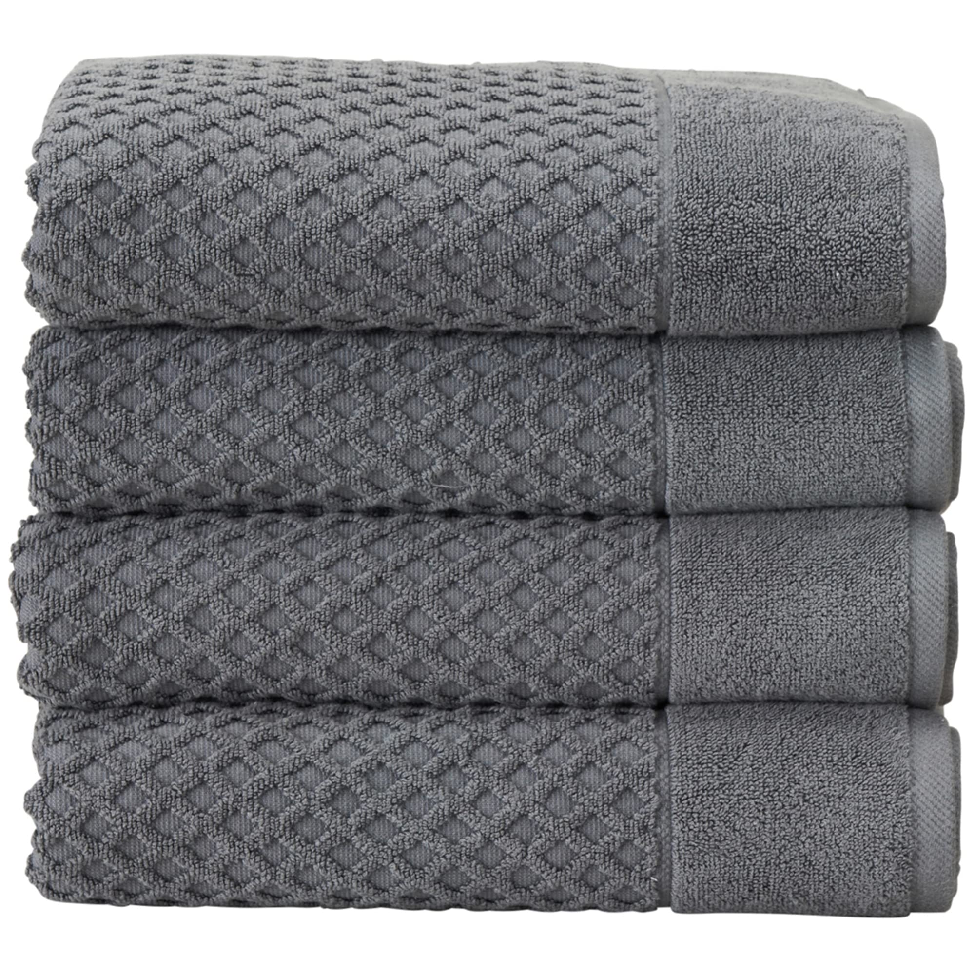 Great Bay Home 100% Cotton Grey Bath Towel Set | 4 Soft Bath Towels (30 X 52 Inches) | Highly Absorbent, Quick Dry Bath Towels |