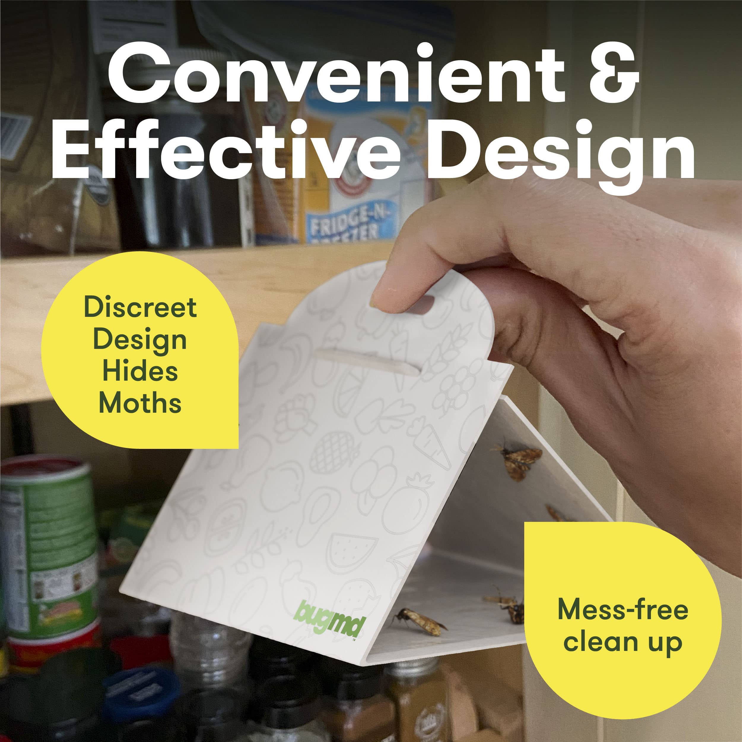 Bugmd Pantry Pest Patrol (18 Count, White) - Moth Traps For Kitchen, Pantry Moth Trap, Bug Trap, Moth Traps For House Pantry, Ge