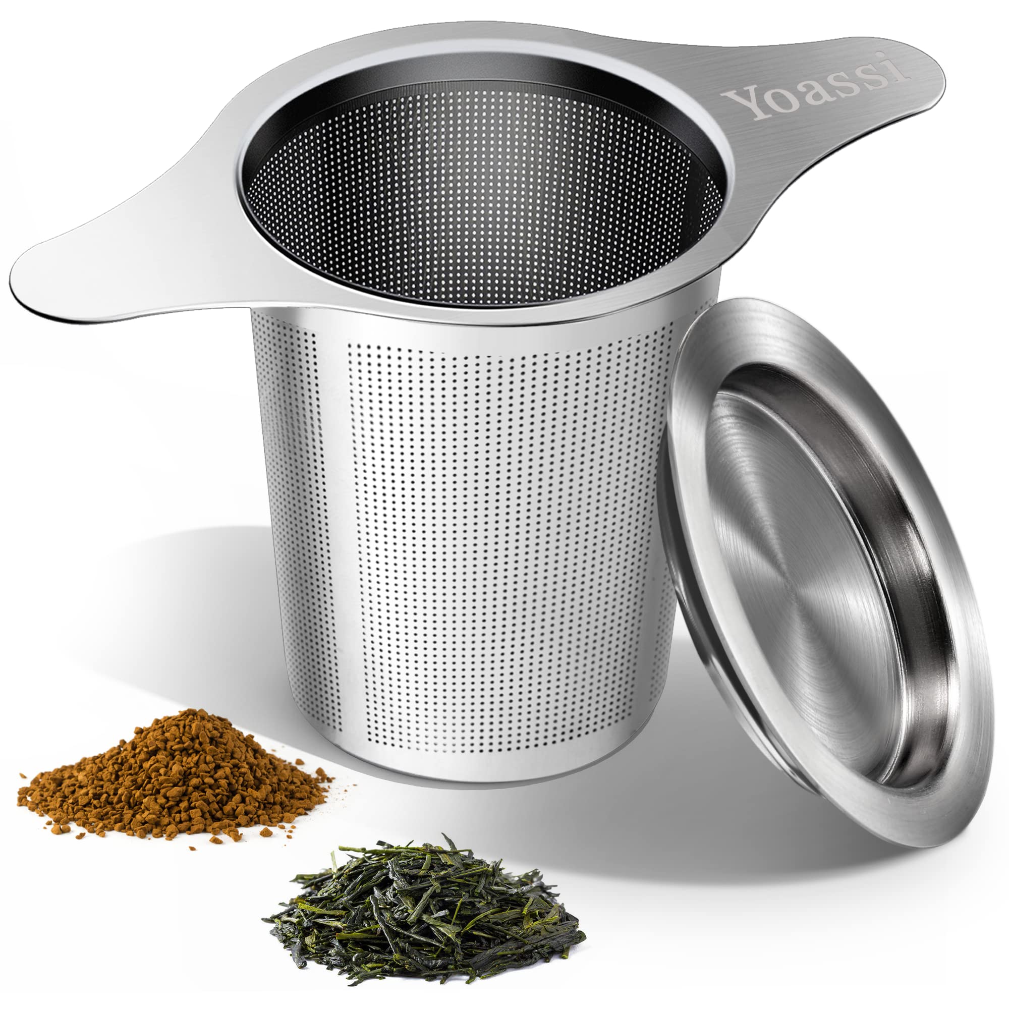 Yoassi Extra Fine 18/8 Stainless Steel Tea Infuser Mesh Strainer With Large Capacity & Perfect Size Double Handles For Hanging O