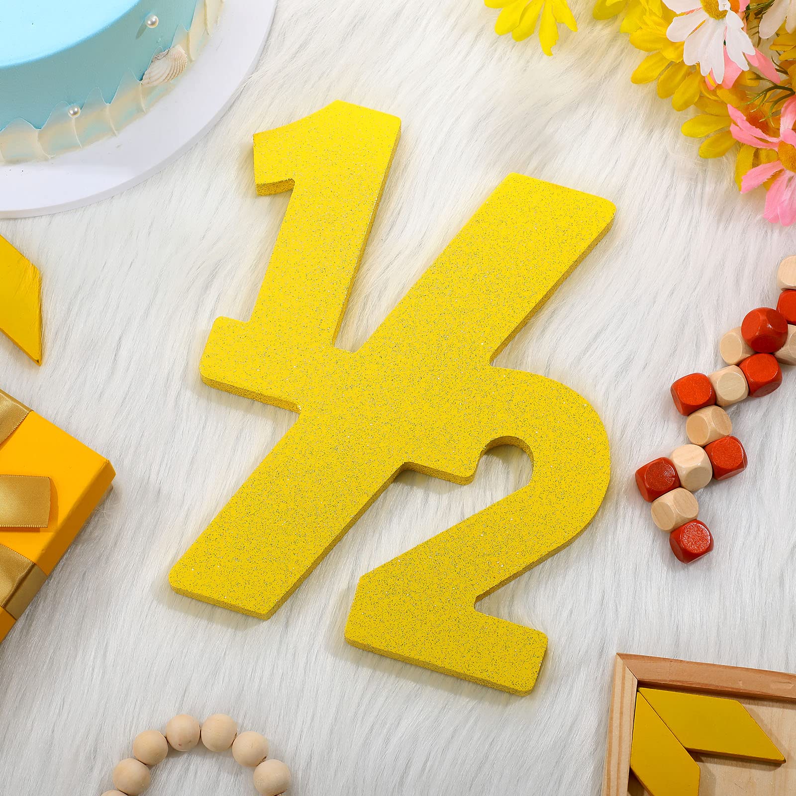 Chunful Half Number Sign Glitter 1/2 Baby Birthday Party Supplies Half Birthday Decorations Freestanding 6 Month Photo Prop Deco