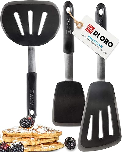 di Oro Chef Series Silicone Spatula Set - 3-Piece, Heat-Resistant, Flexible, Black, Model DOL-ST-004