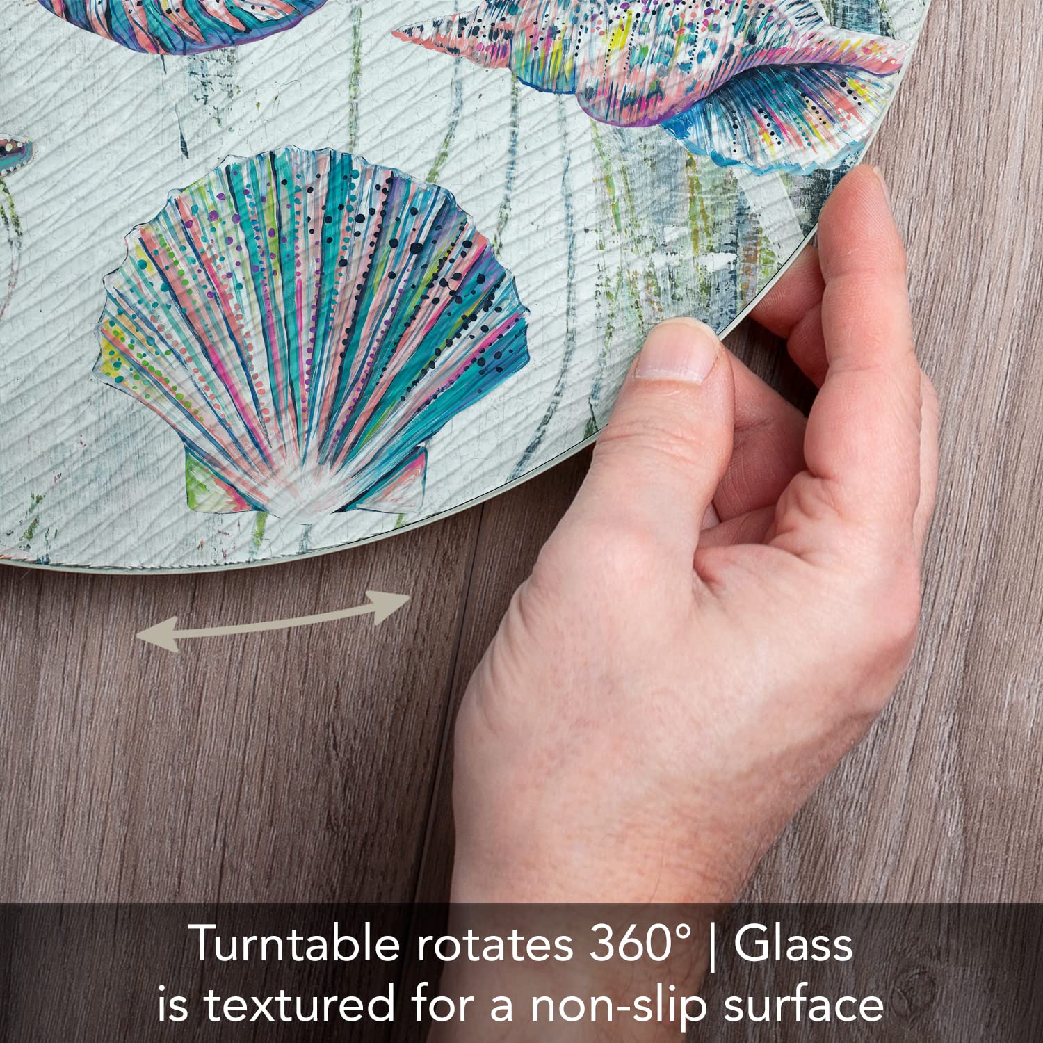 Counterart Jewels Of The Sea 4Mm Heat Tolerant Tempered Glass Lazy Susan Turntable 13'' Diameter Cake Plate Condiment Caddy Pizz